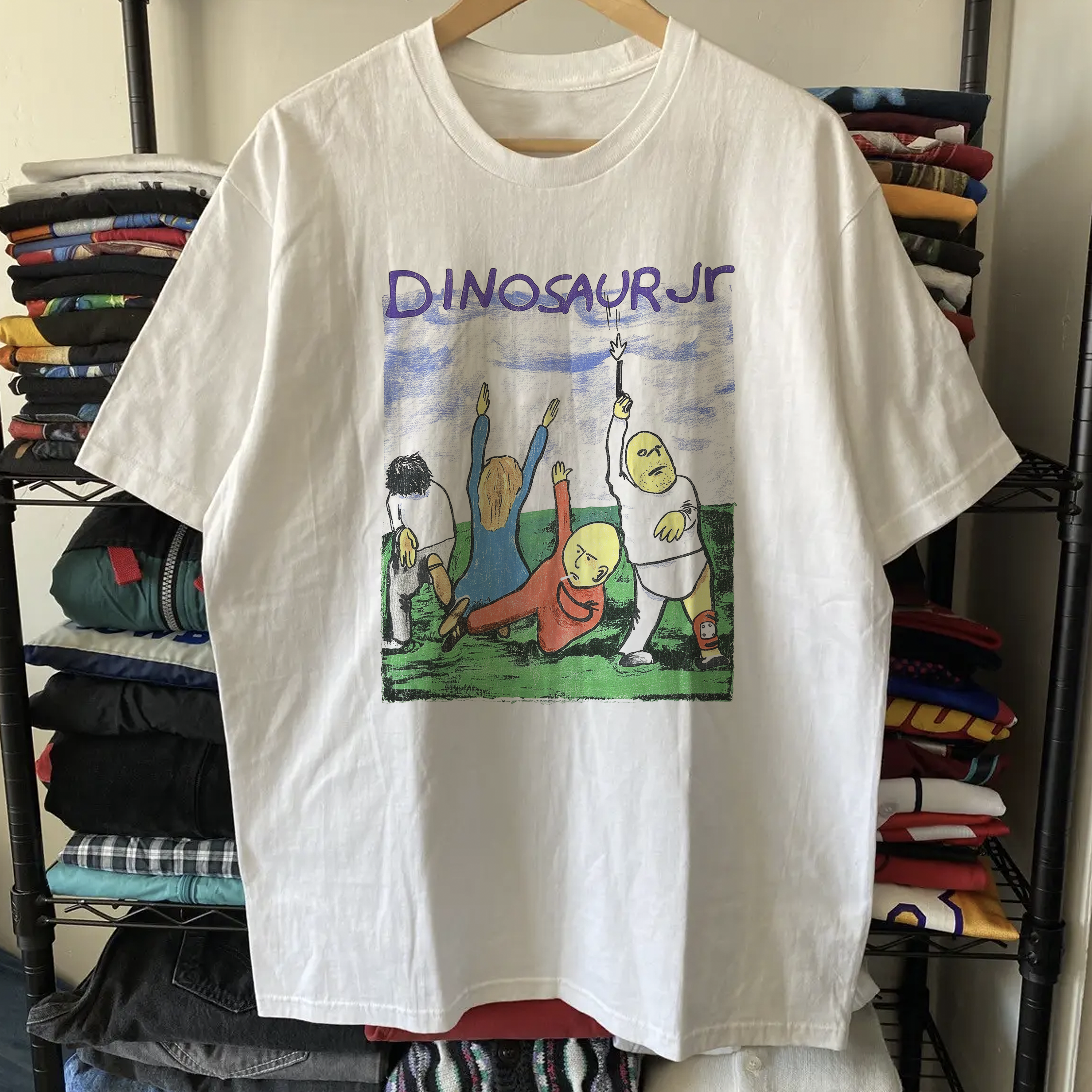 1994 Dinosaur Jr Washed White Tee – Strike Anywhere Vintage 1994 Dinosaur Jr Washed White Tee – Strike Anywhere Vintage