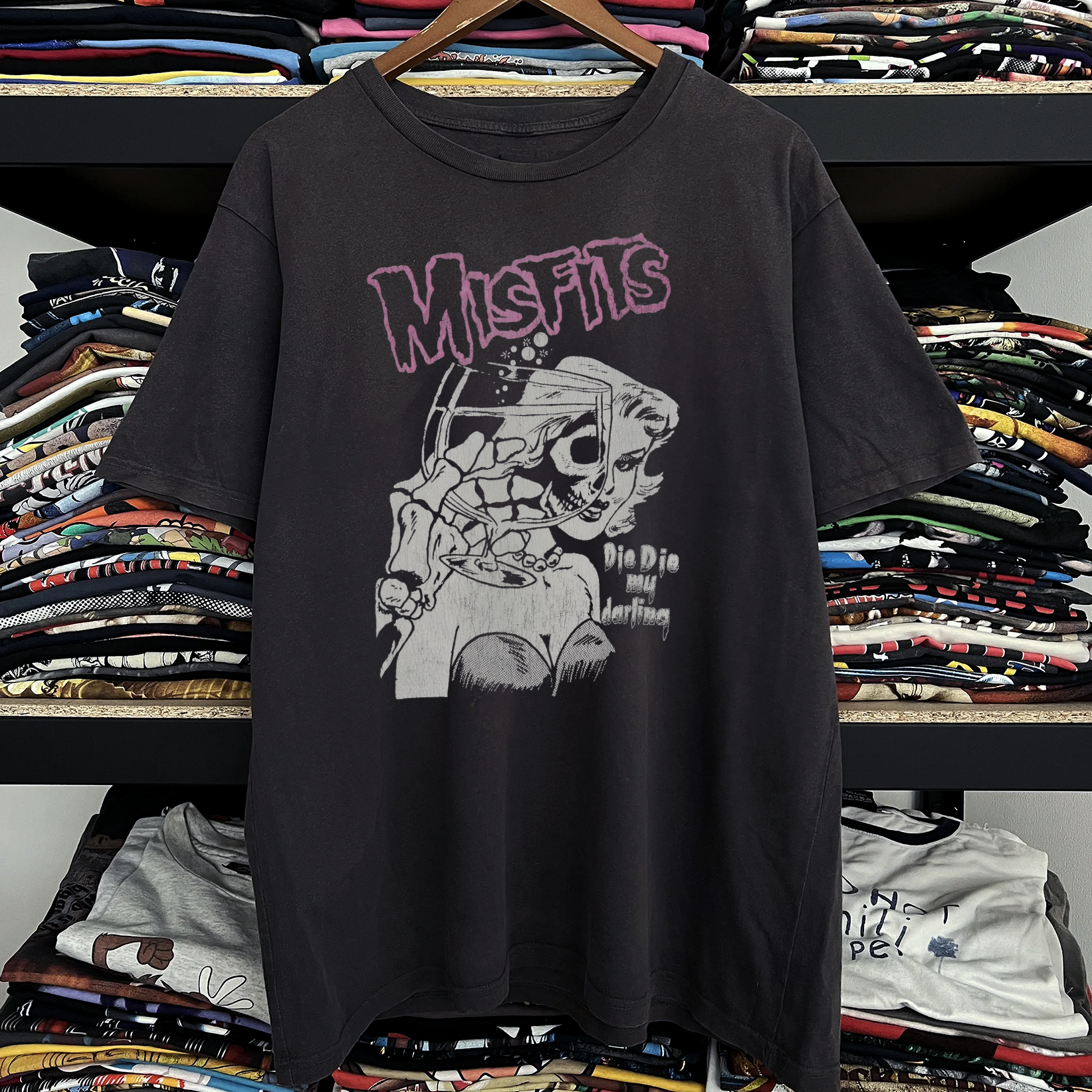 Rare Misfits Die Die My Darling Washed Black Tee – Strike Anywhere 