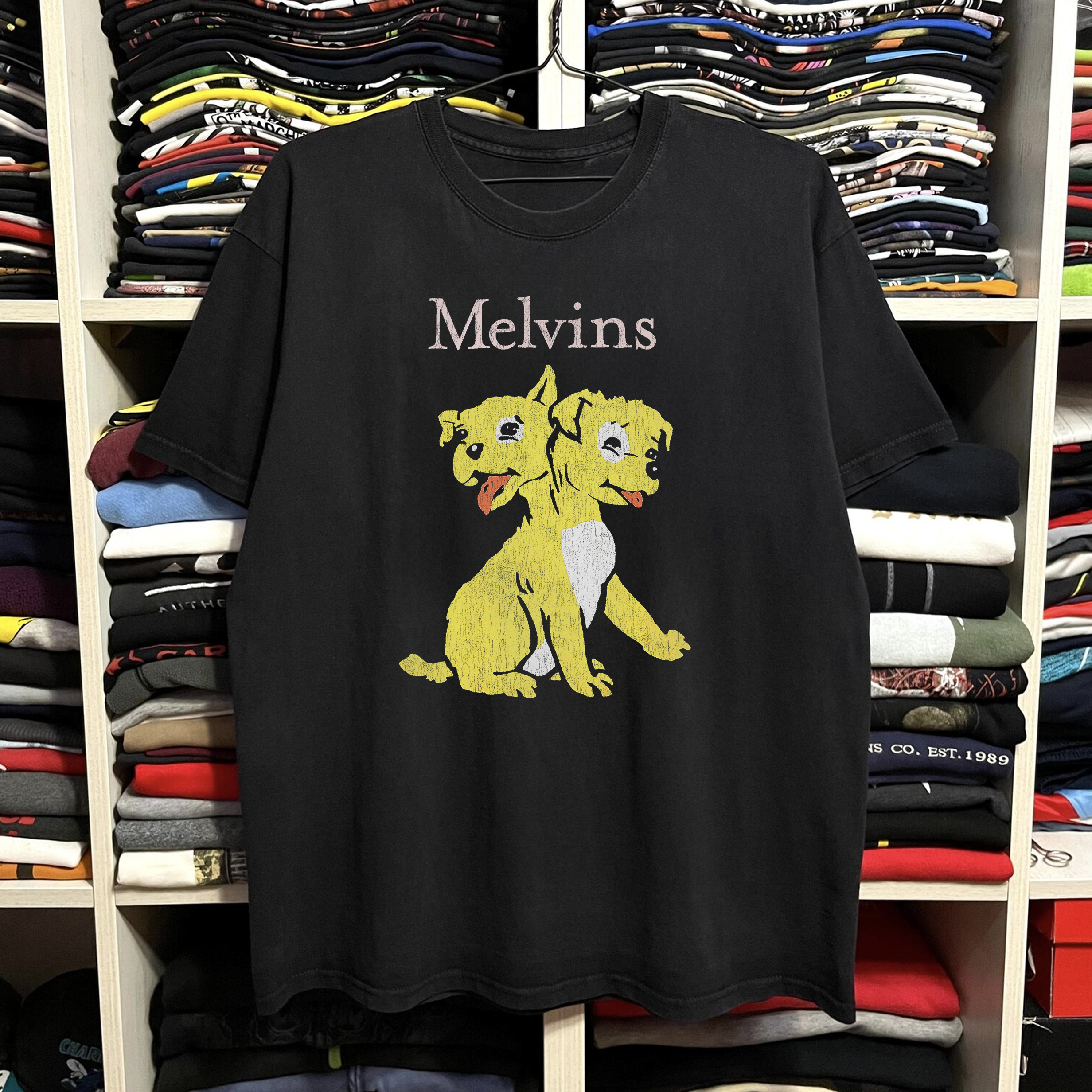 1993 Melvins Pussy Washed Black Tee – Strike Anywhere Vintage