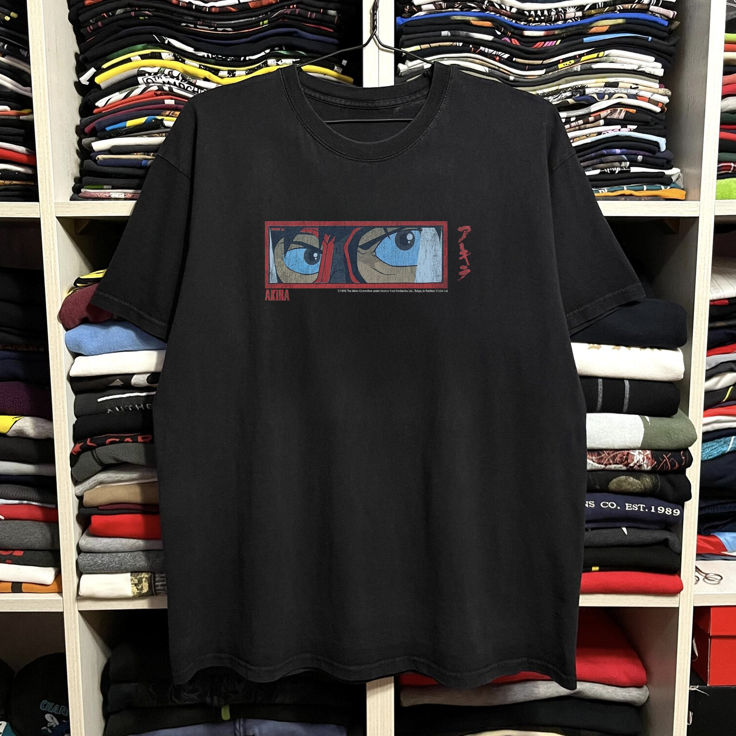 1998 Akira Kaneda Eyes Washed Black Tee – Strike Anywhere Vintage