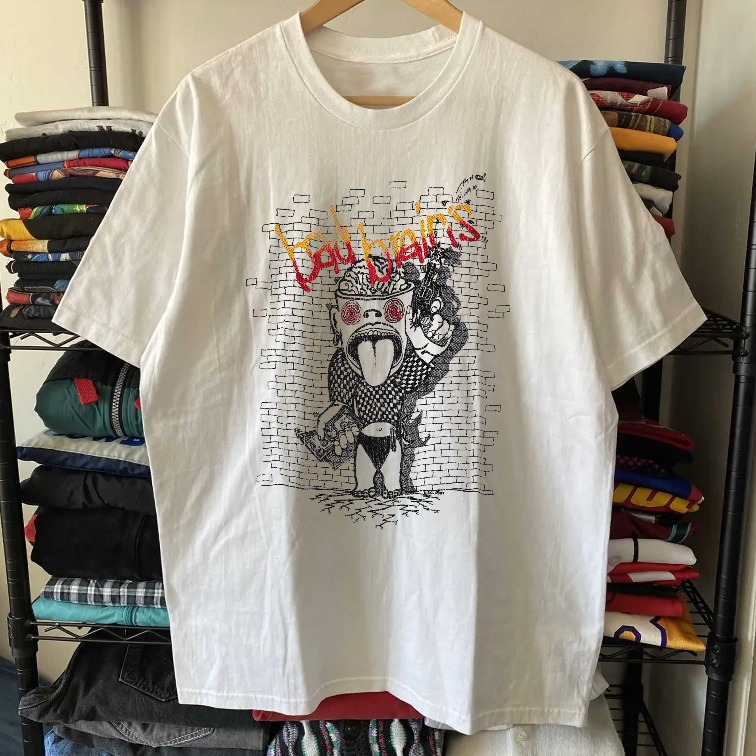 Rare Bad Brains Washed White Tee – Strike Anywhere Vintage