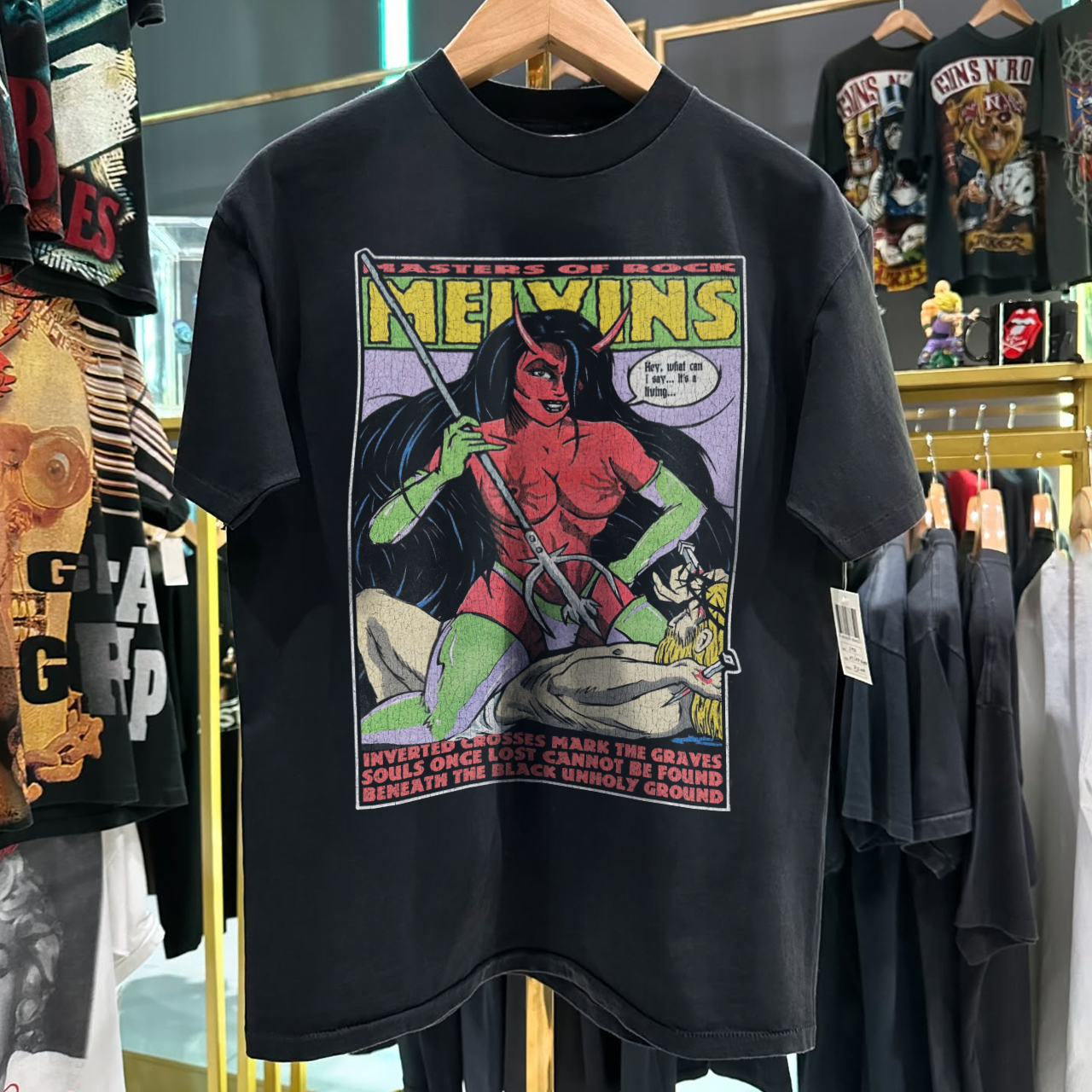 1994 Melvins 'Hell' Frank Kozik Rare Washed Black T-Shirt – Strike 1994 Melvins 'Hell' Frank Kozik Rare Washed Black T-Shirt – Strike