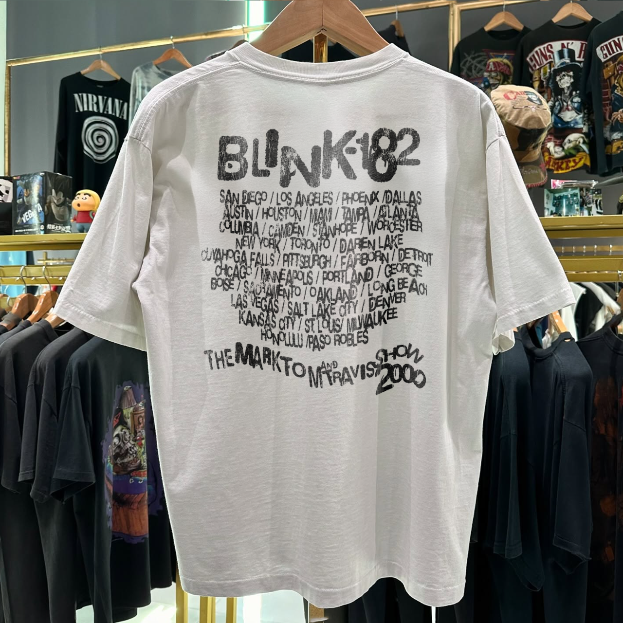 Y2K THE MARK, TOM & TRAVIS SHOW B182 TOUR RARE WASHED WHITE T-SHIRT