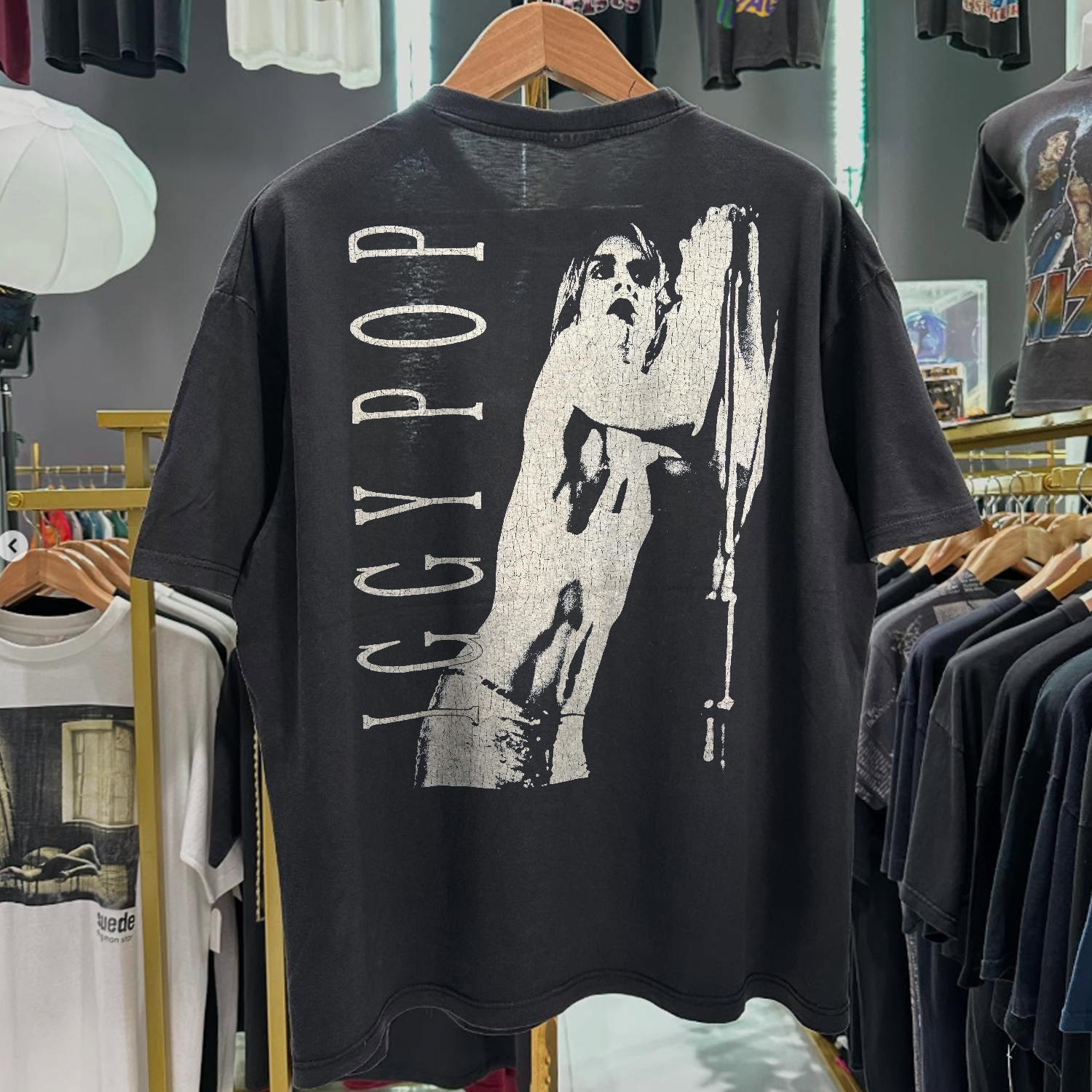 IGGY POP 'THE WILD ONE' RARE WASHED BLACK T-SHIRT