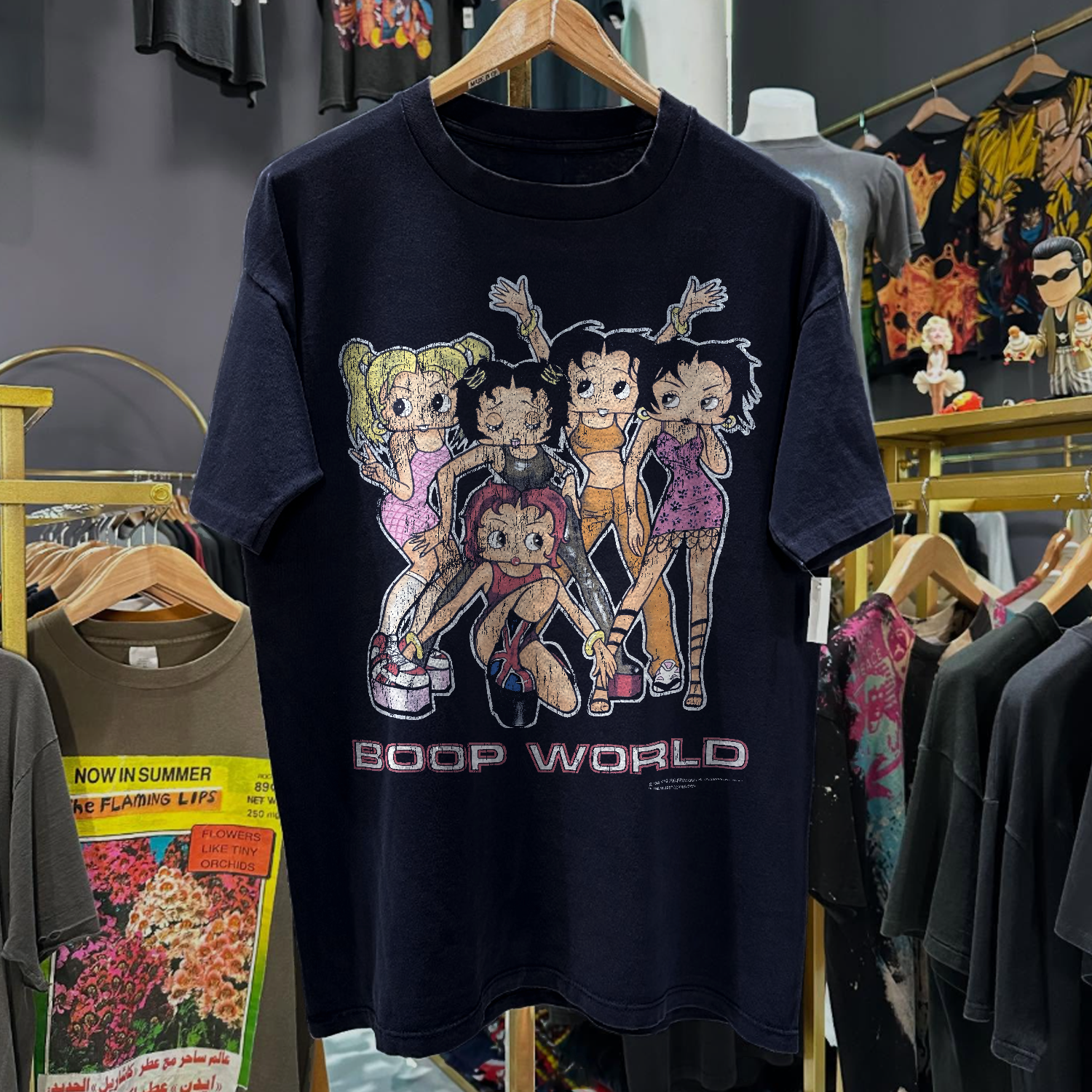 ベティBetty Spice Girls BOOP WORLD Tシャツ 1998 SPICE GIRLS X BOOP WORLD 'GIRL POWER' RARE WASHED NAVY