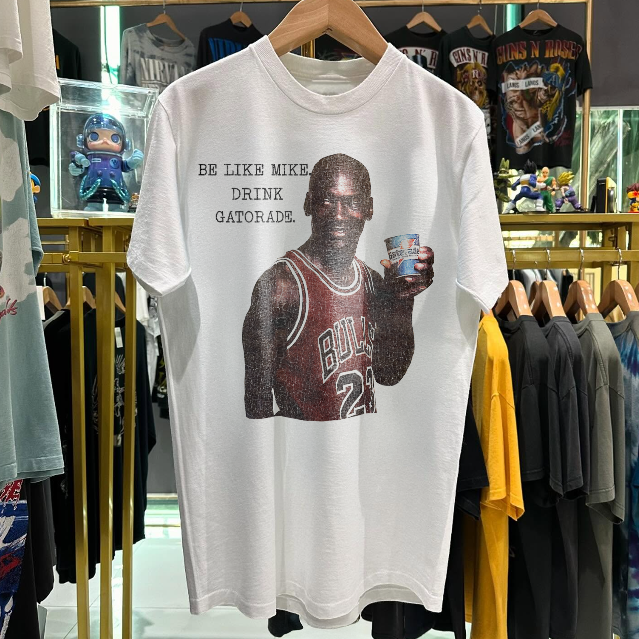 90s Be Like Mike Drink Gatorade Rare Washed White T-Shirt – Strike
