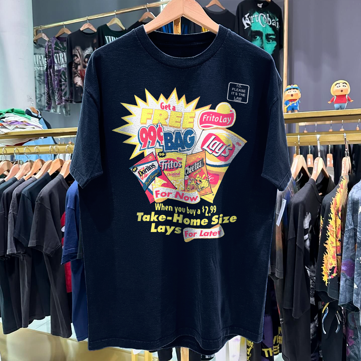 90s SNACK NOW, SNACK LATER LAYS PROMO RARE BLUE T-SHIRT