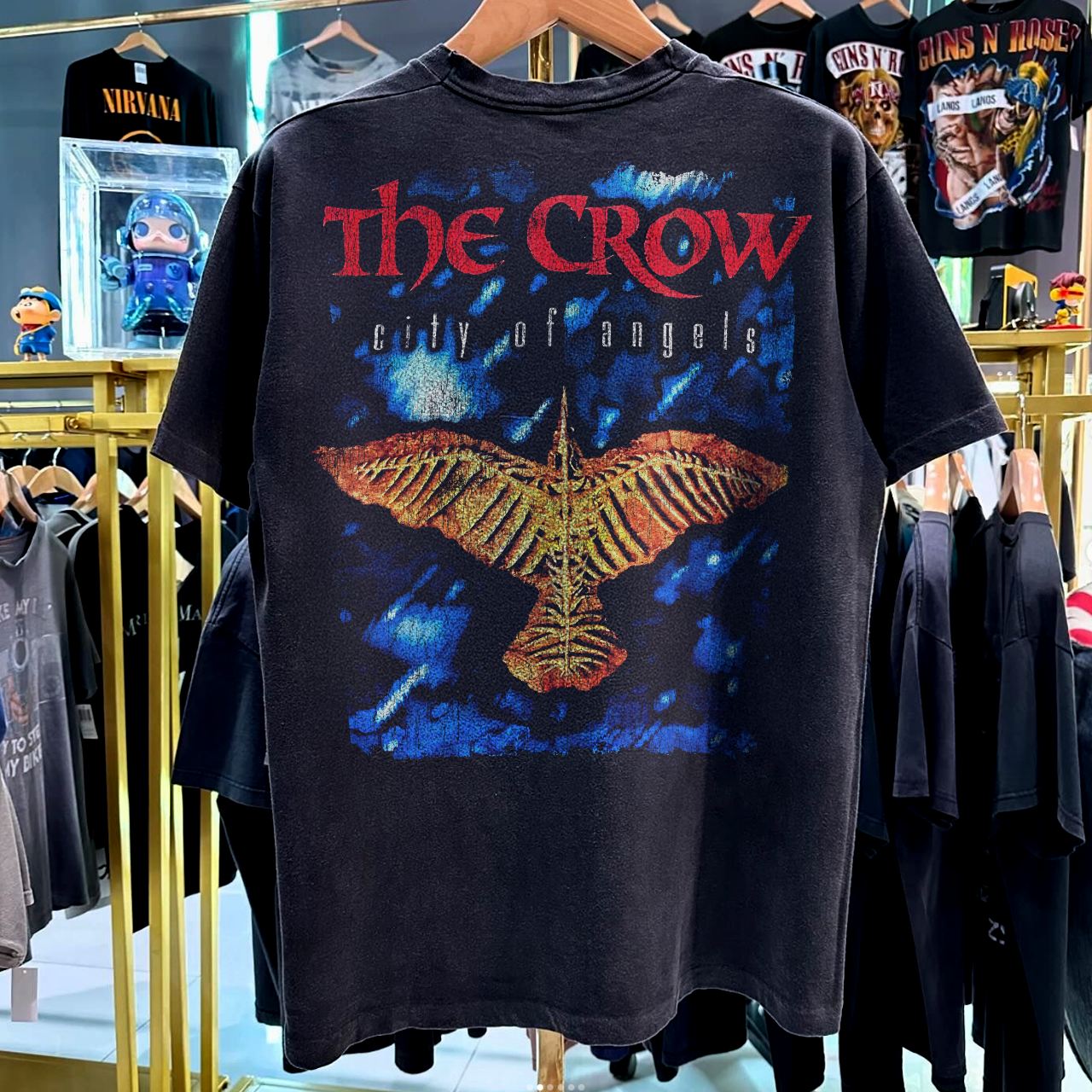 '96 THE CR0W CITY OF ANGELS RARE  VINTAGE WASHED BLACK T-SHIRT