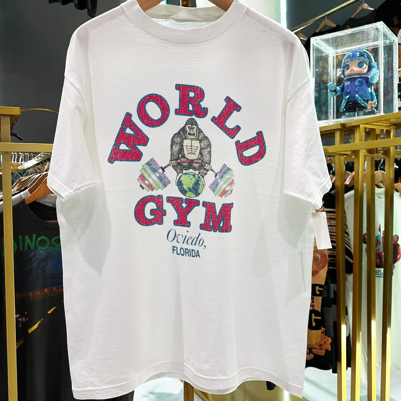 邦楽 sold out 1989 World Gym Oviedo, Florida Rare Washed White Tshirt – Strike