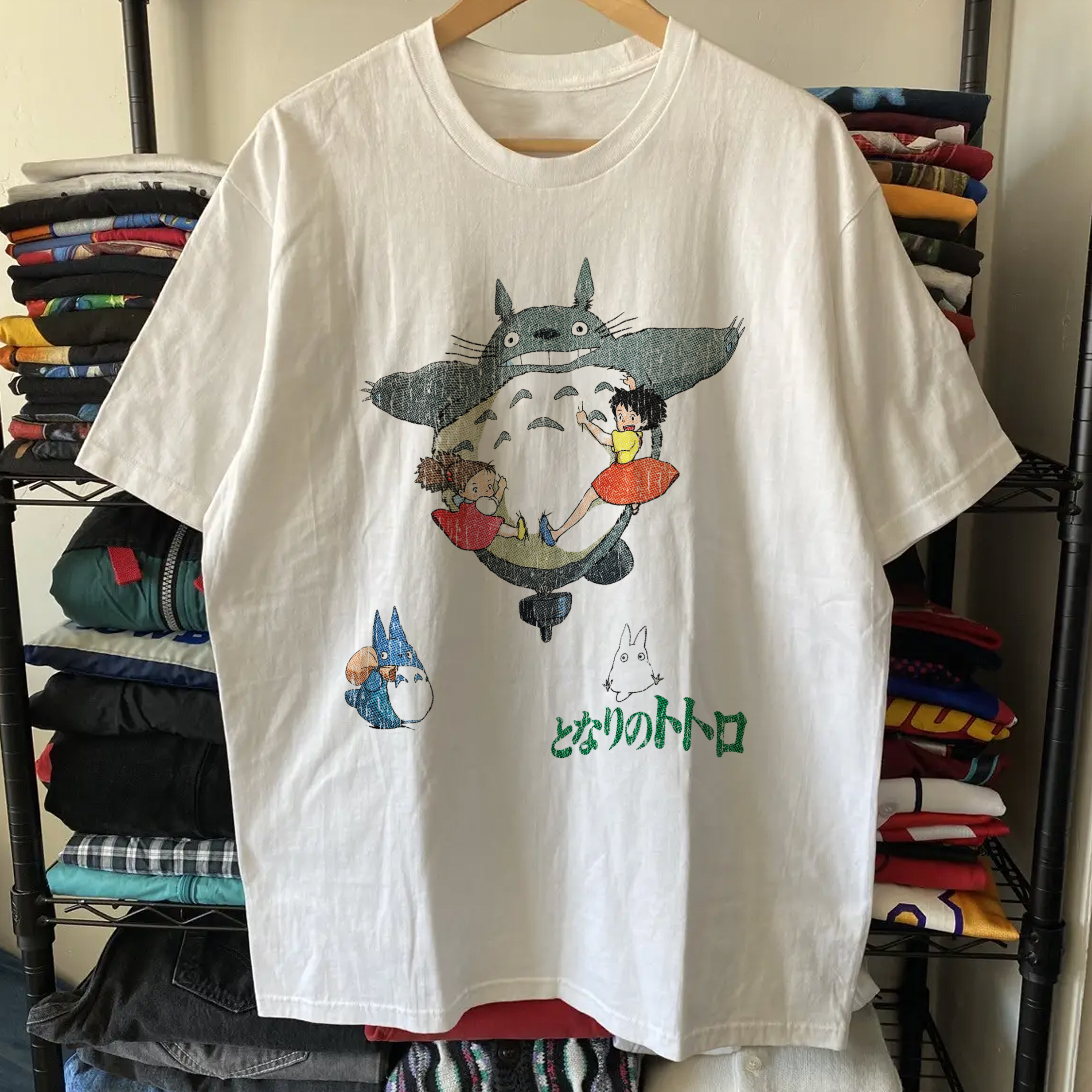 n10　トトロtee My Neighbor Totoro Washed White Tee – Strike Anywhere Vintage