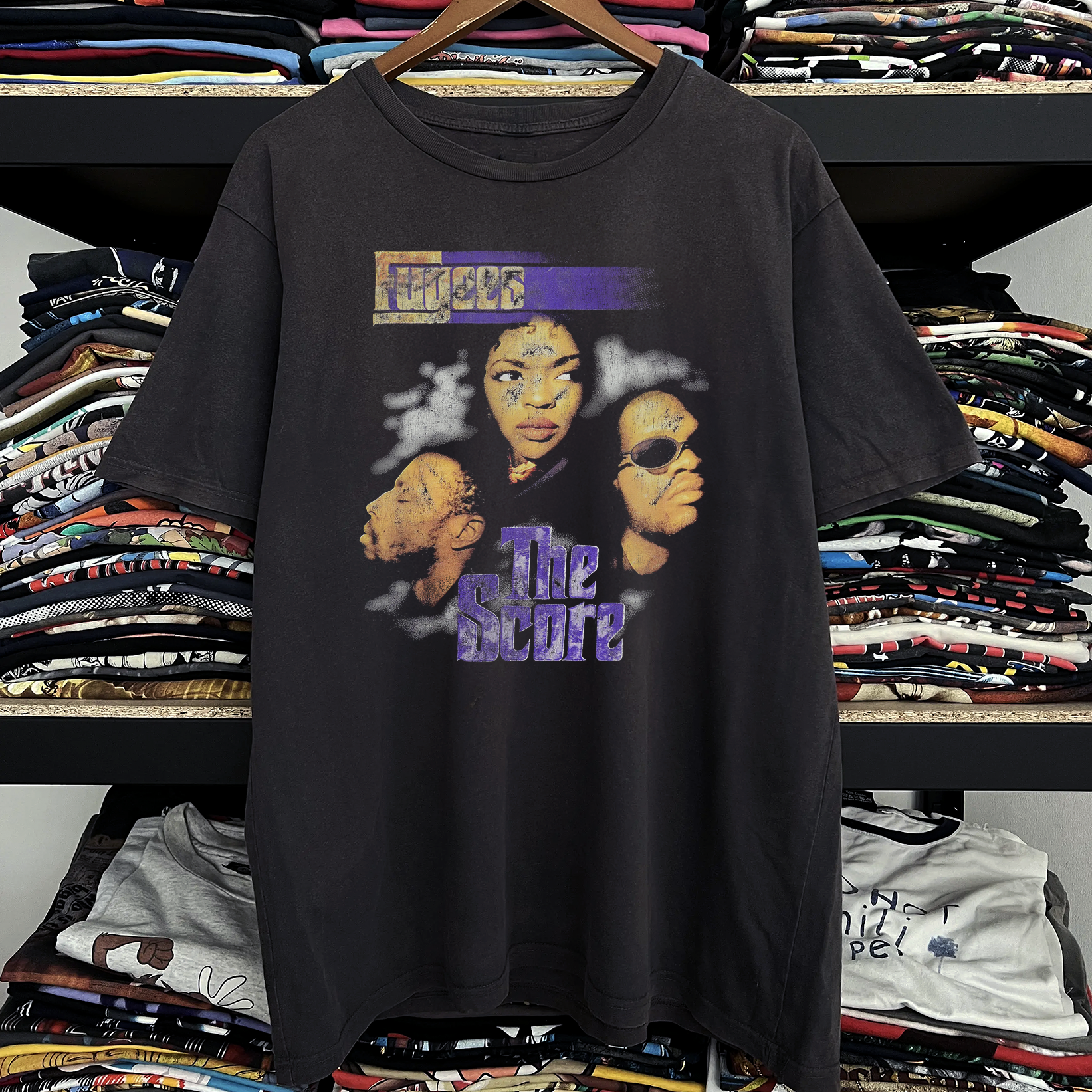 Rare The Fugees The Score Washed Black Tee – Strike Anywhere Vintage Rare The Fugees The Score Washed Black Tee – Strike Anywhere Vintage