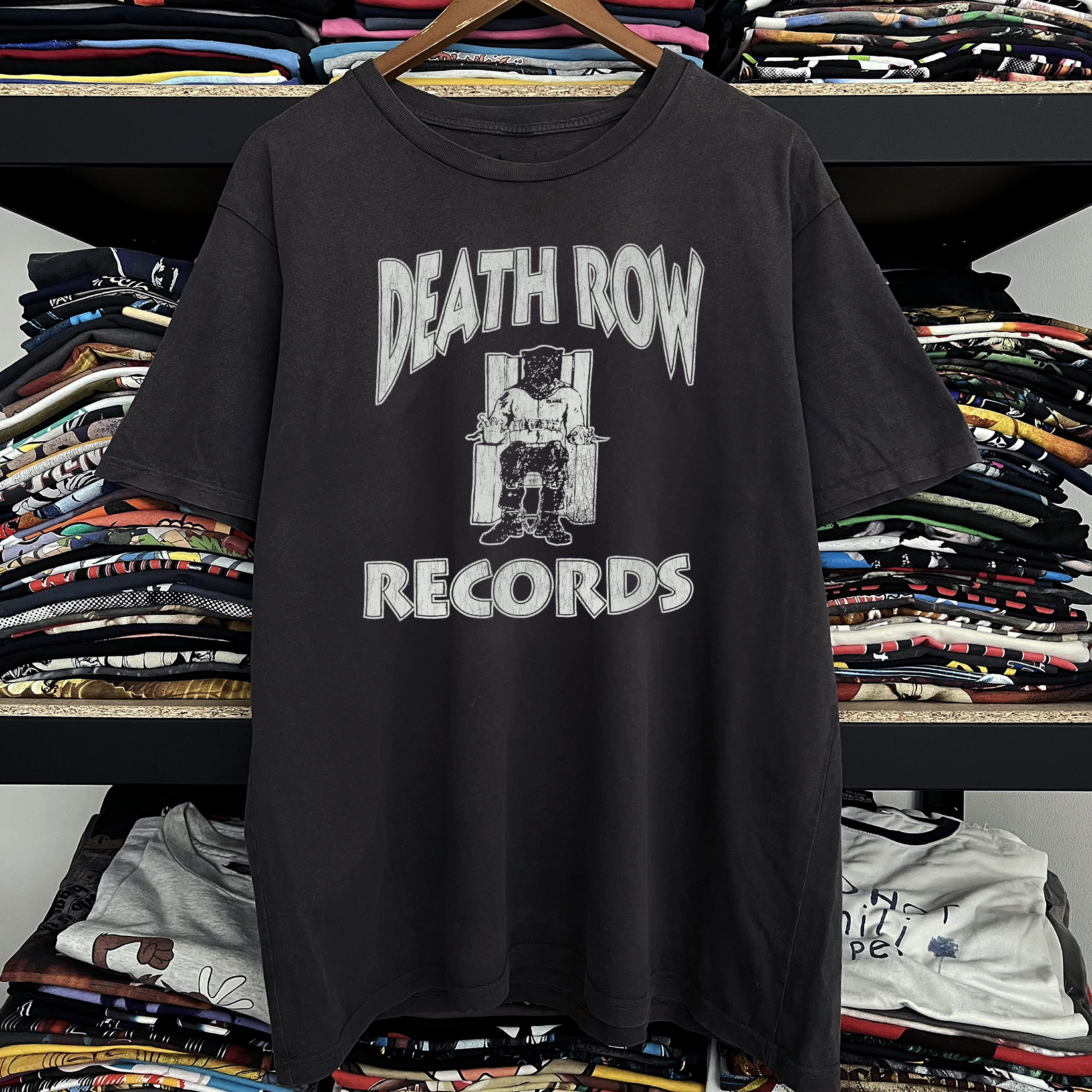 Rare Death Row Records Washed Black Tee – Strike Anywhere Vintage