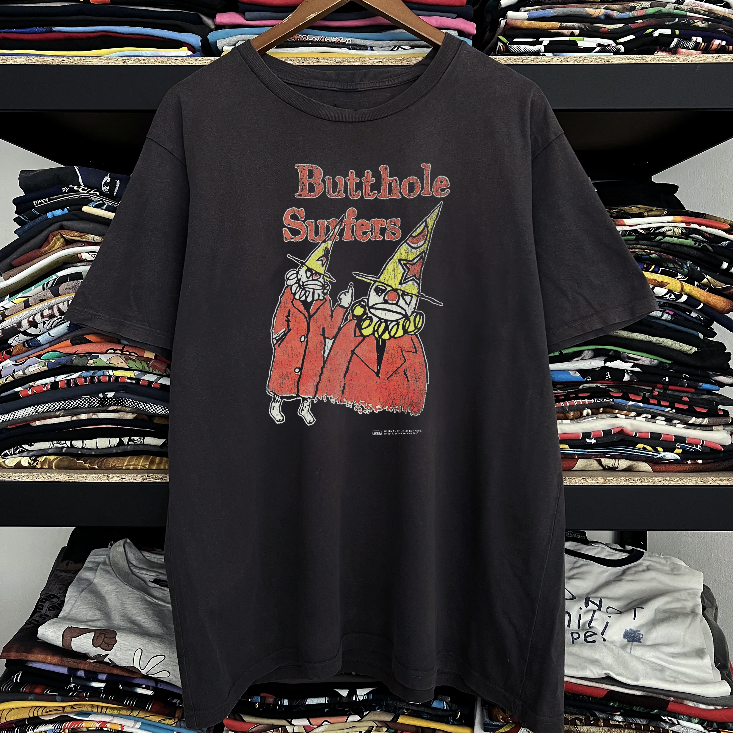 BUTTHOLE SURFERS ヴィンテージ ロングスリーブTシャツ 1996 Butthole Surfers Washed Black Tee – Strike Anywhere Vintage
