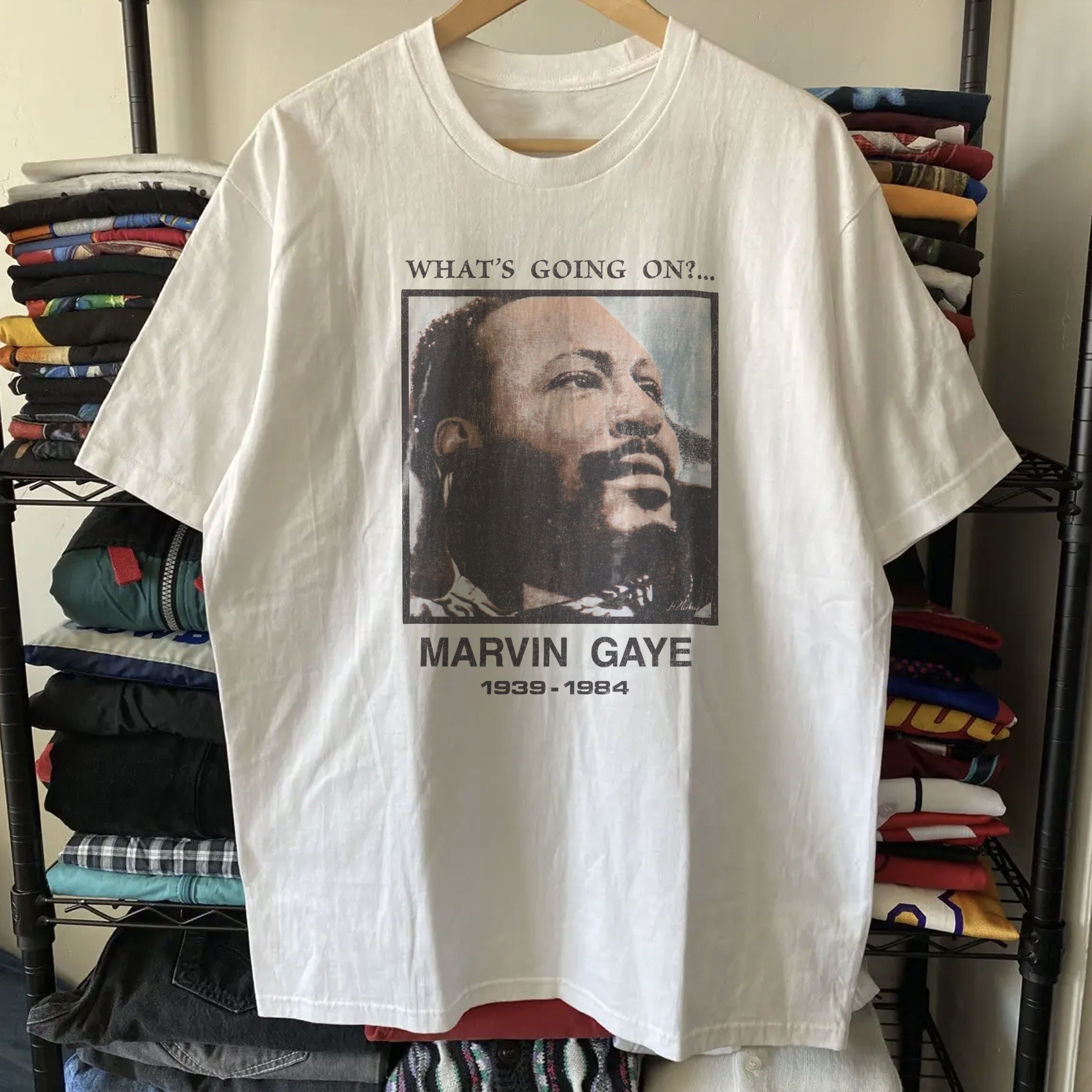 80s Marvin Gaye Washed White Tee – Strike Anywhere Vintage