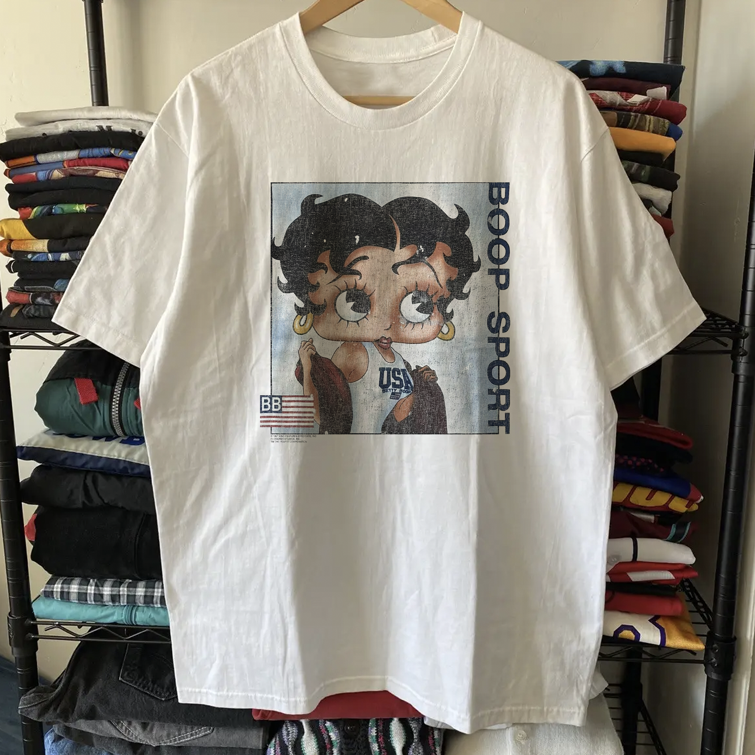 90s Betty Boop Sport Washed White Tee – Strike Anywhere Vintage