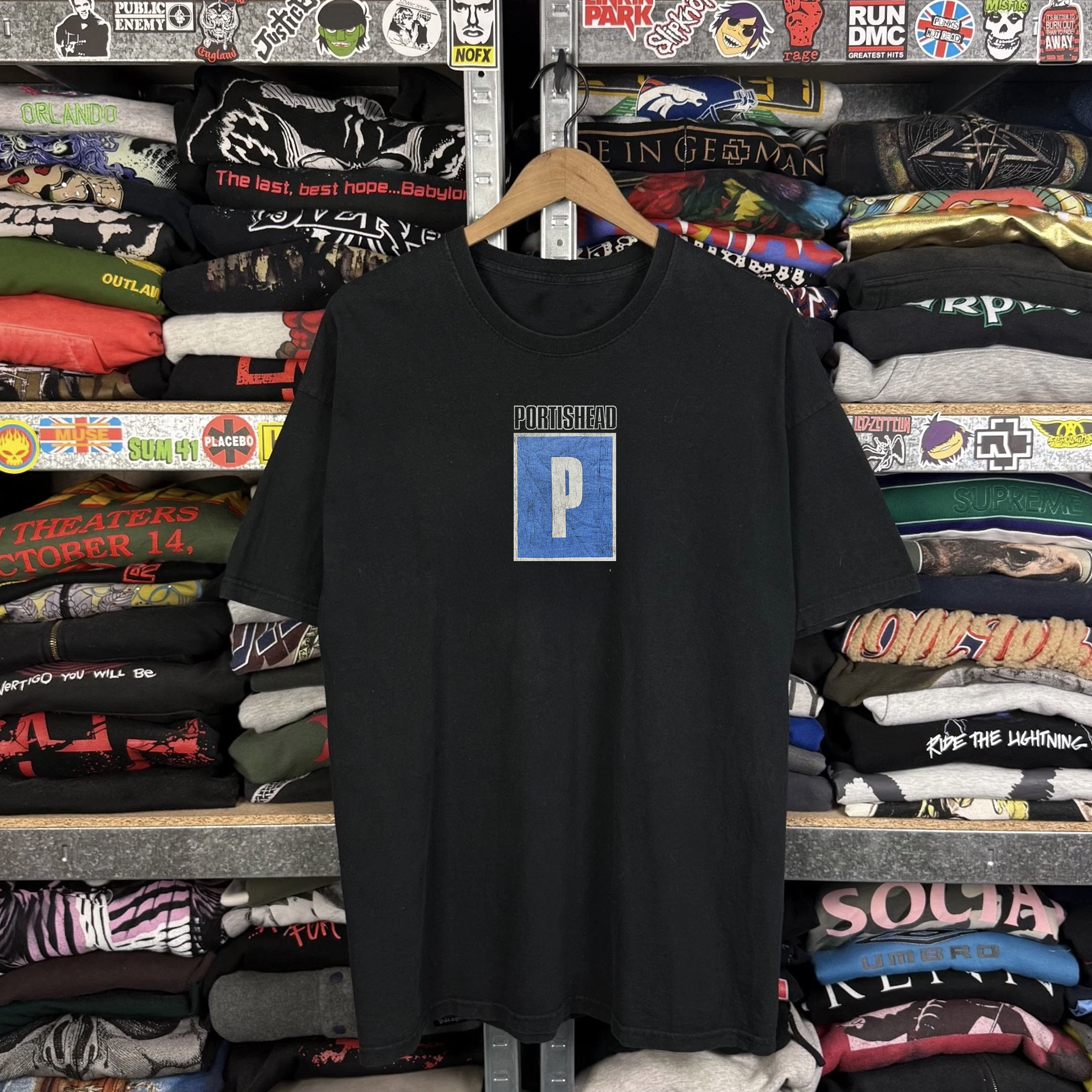 90s Portishead Washed Black Tee – Strike Anywhere Vintage