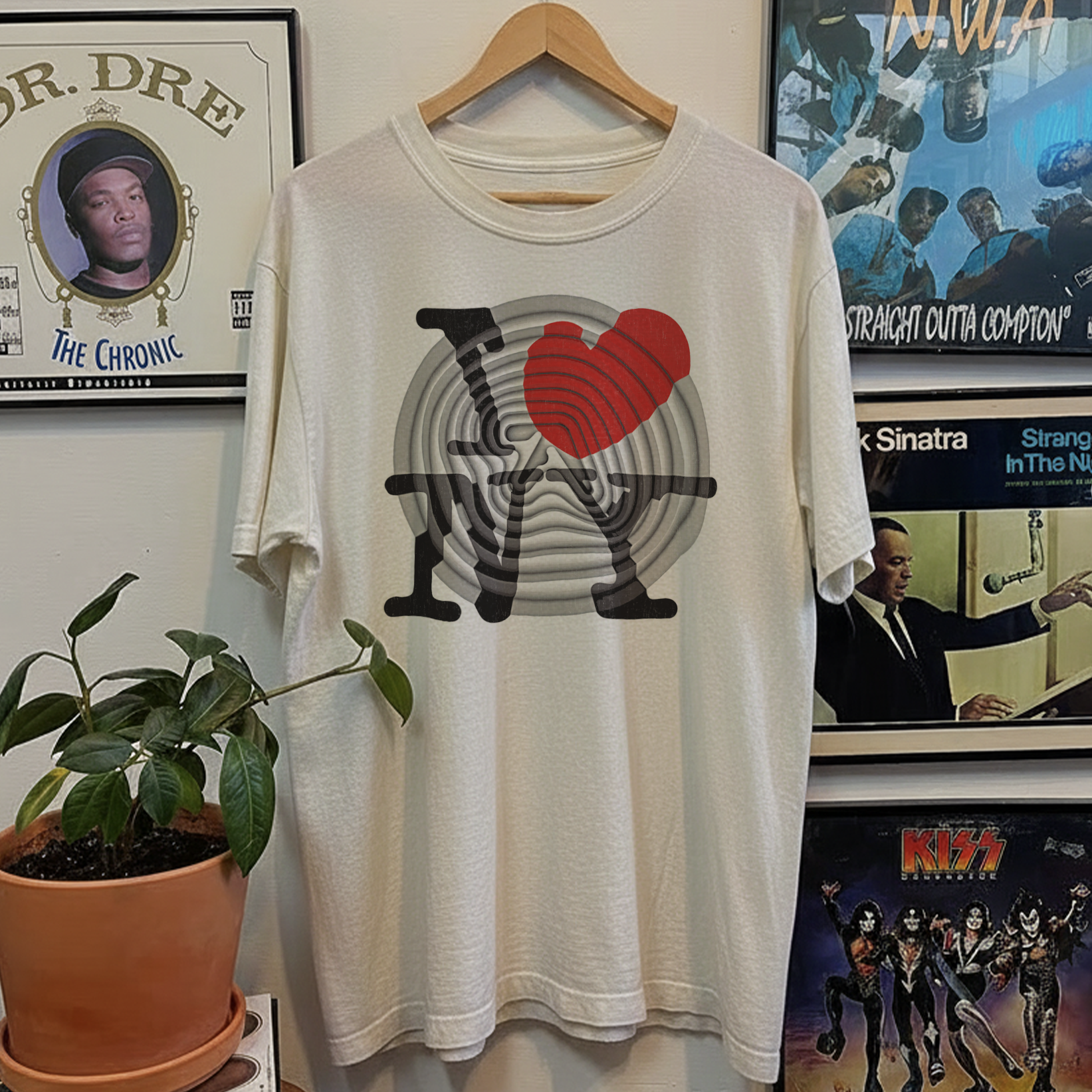 Rare Aphex Twin I Love NY Washed White Tee – Strike Anywhere Vintage