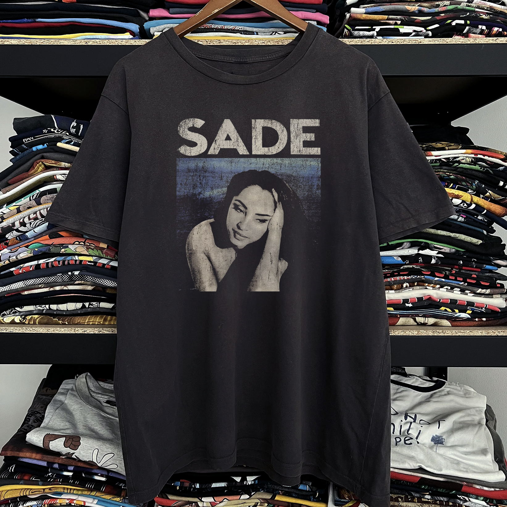 Rare Sade Portrait Washed Black Tee – Strike Anywhere Vintage