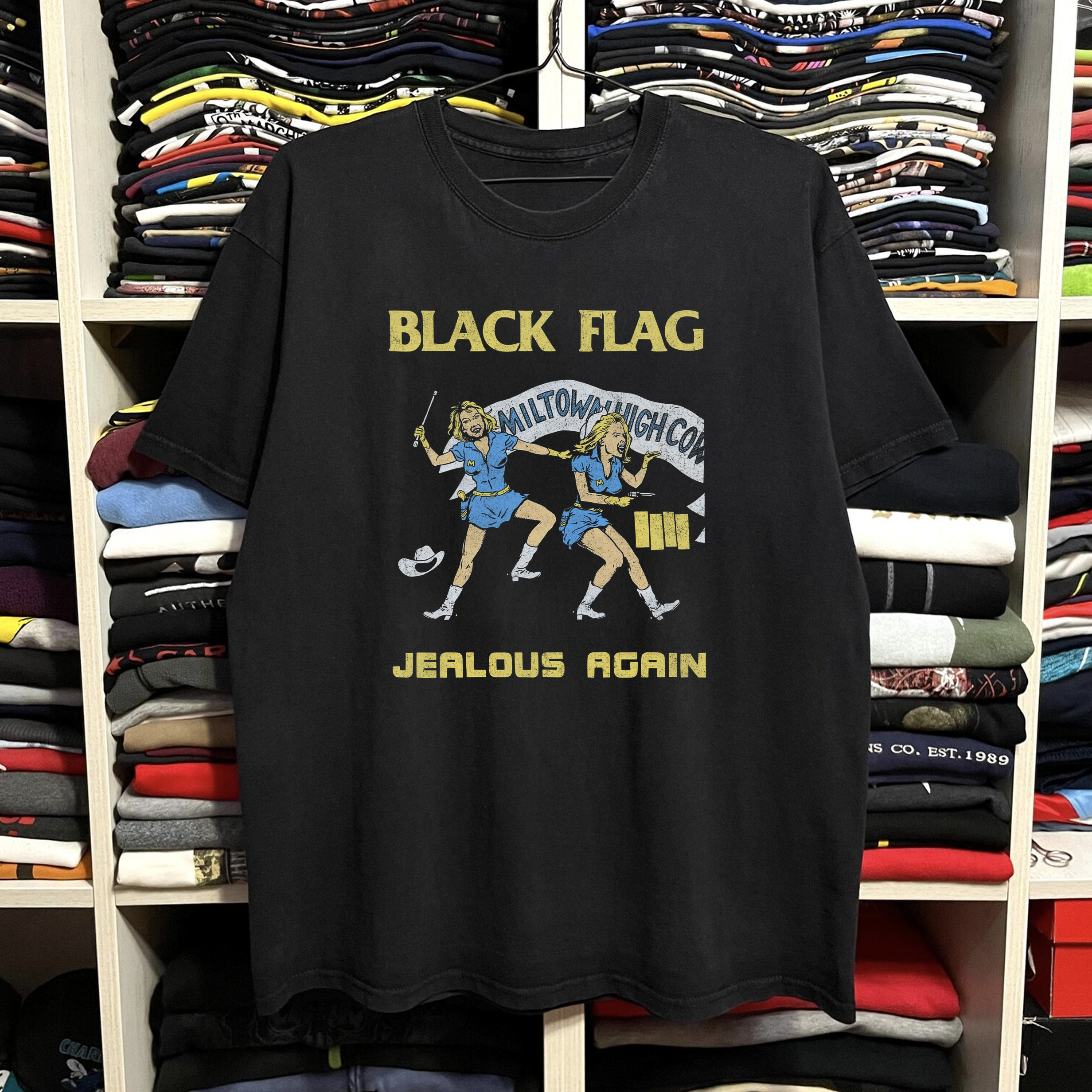 2000 Black Flag Jealous Again Washed Black Tee – Strike Anywhere