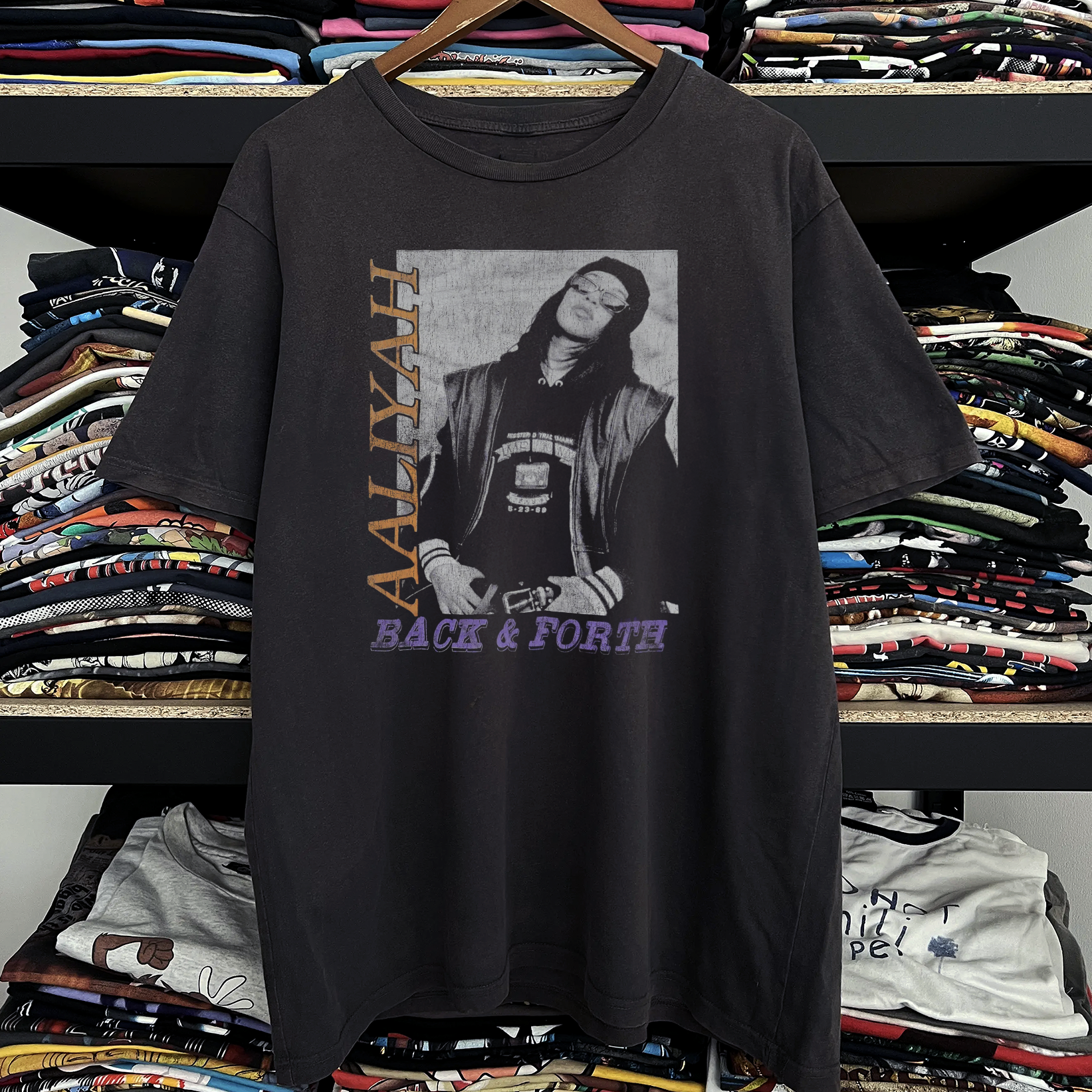 Rare Aaliyah Back and Forth Washed Black Tee – Strike Anywhere Vintage