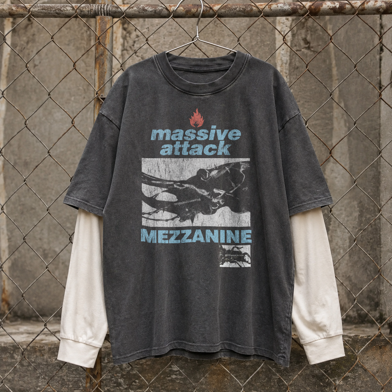 1998 Massive Attack Mezzanine Vintage Black Layered LS – Strike