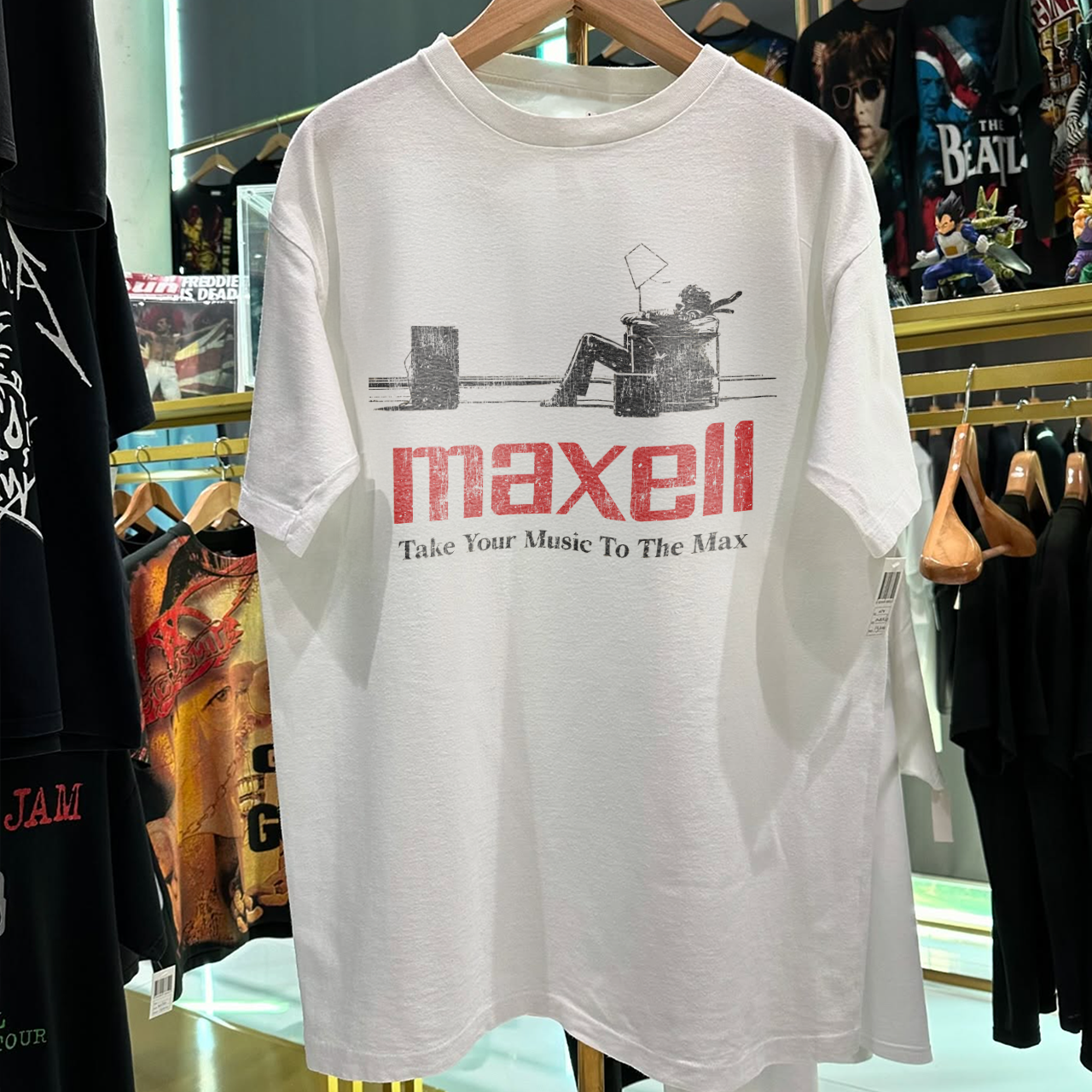 90s Maxell Rare Washed White T-Shirt – Strike Anywhere Vintage