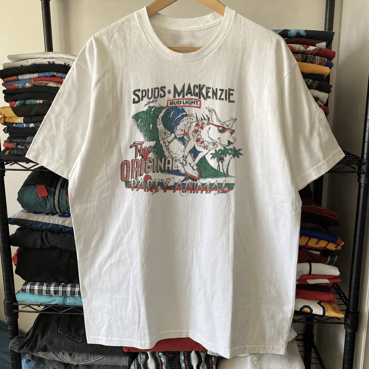 Spuds The Party Original Animal Vintage Washed White T-Shirt