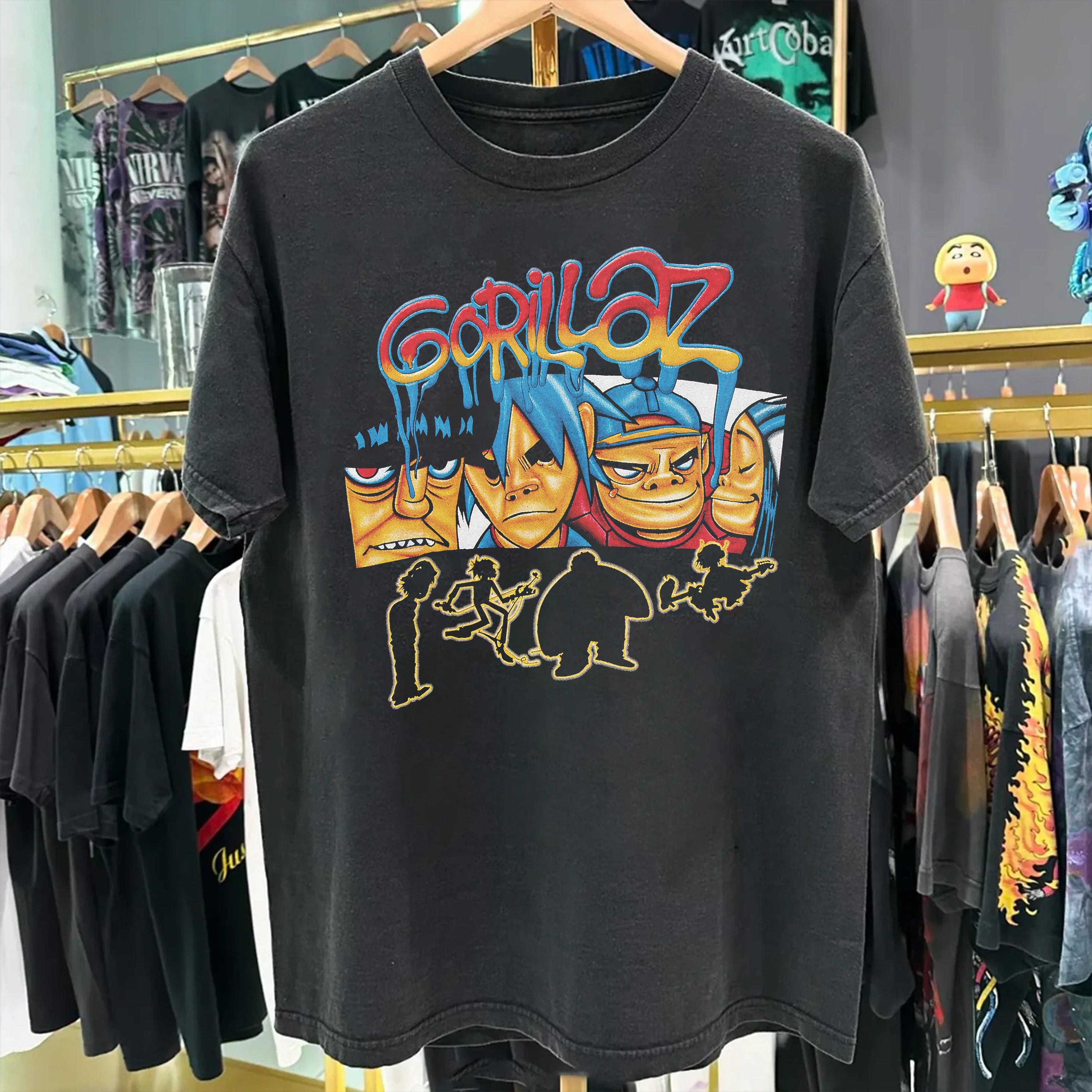 2000s Gorillaz Washed Black T-Shirt – Strike Anywhere Vintage