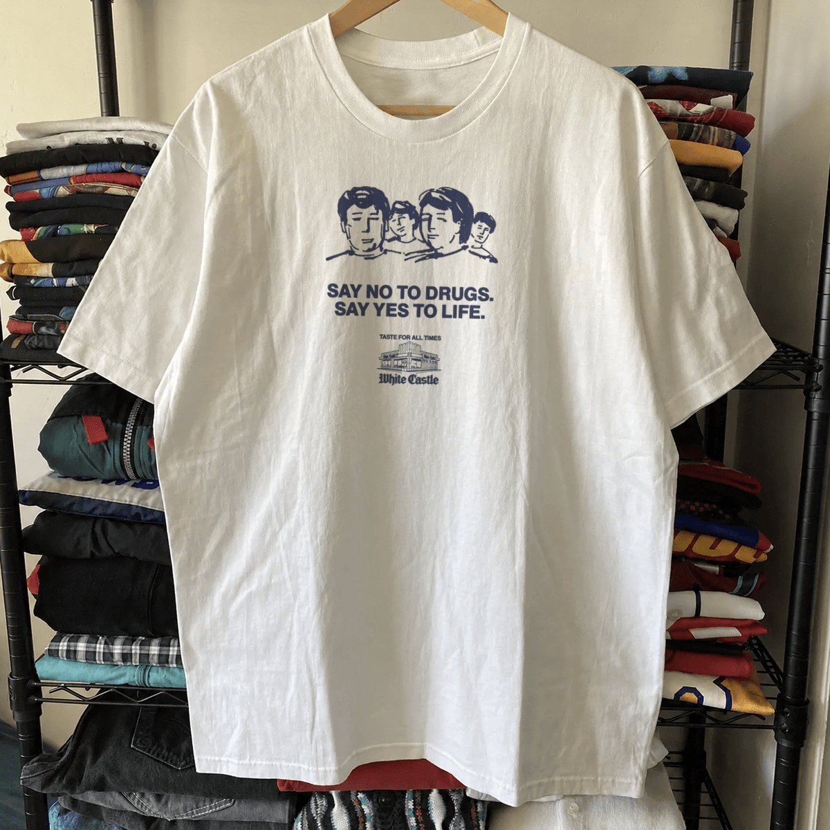 White Castle 'Say No to Drugs. Say Yes to Life' Vintage Washed White T-Shirt
