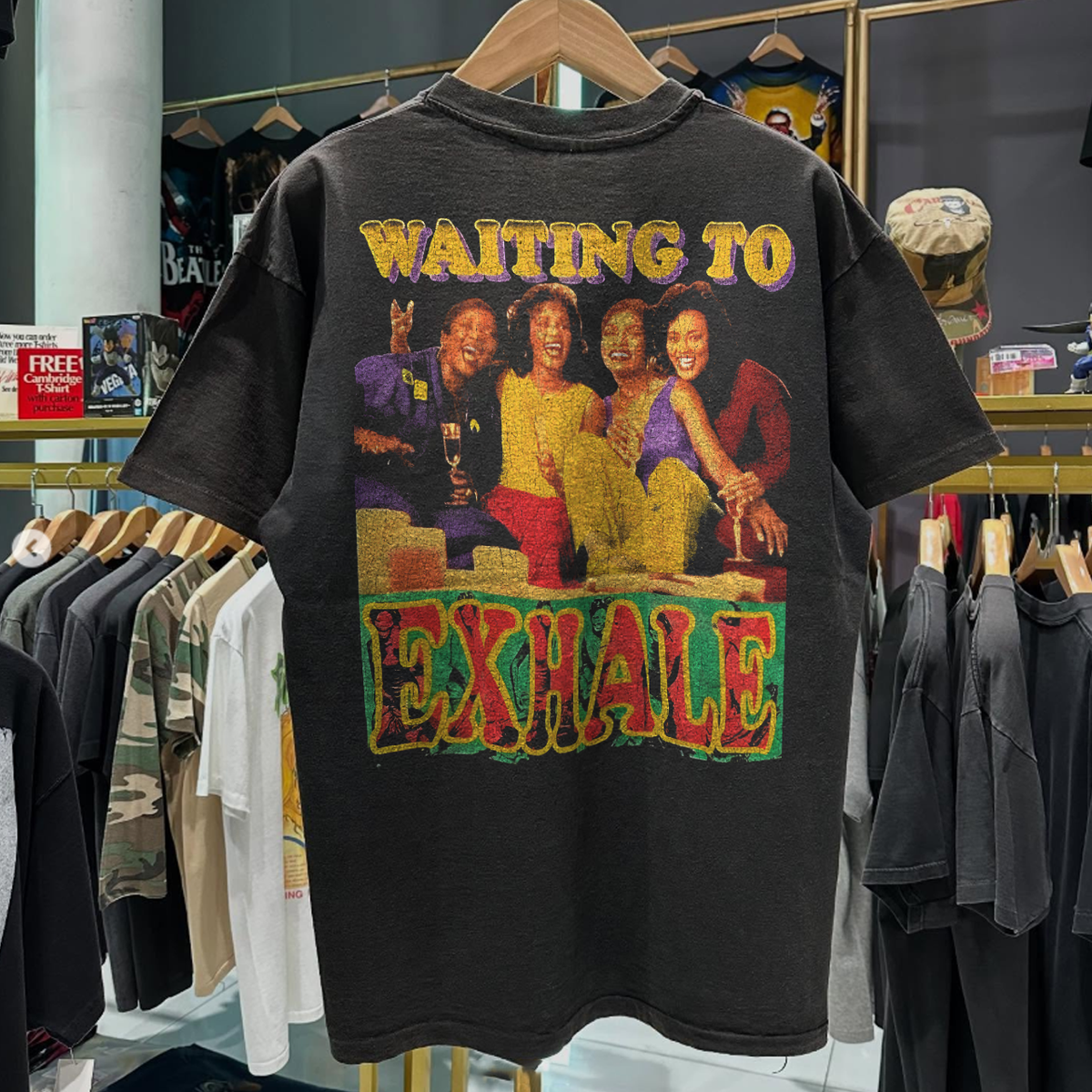 1995 Waiting To Exhale 'Whitney Houston' Rare Washed Black Rap-Tee 1995 Waiting To Exhale 'Whitney Houston' Rare Washed Black Rap-Tee