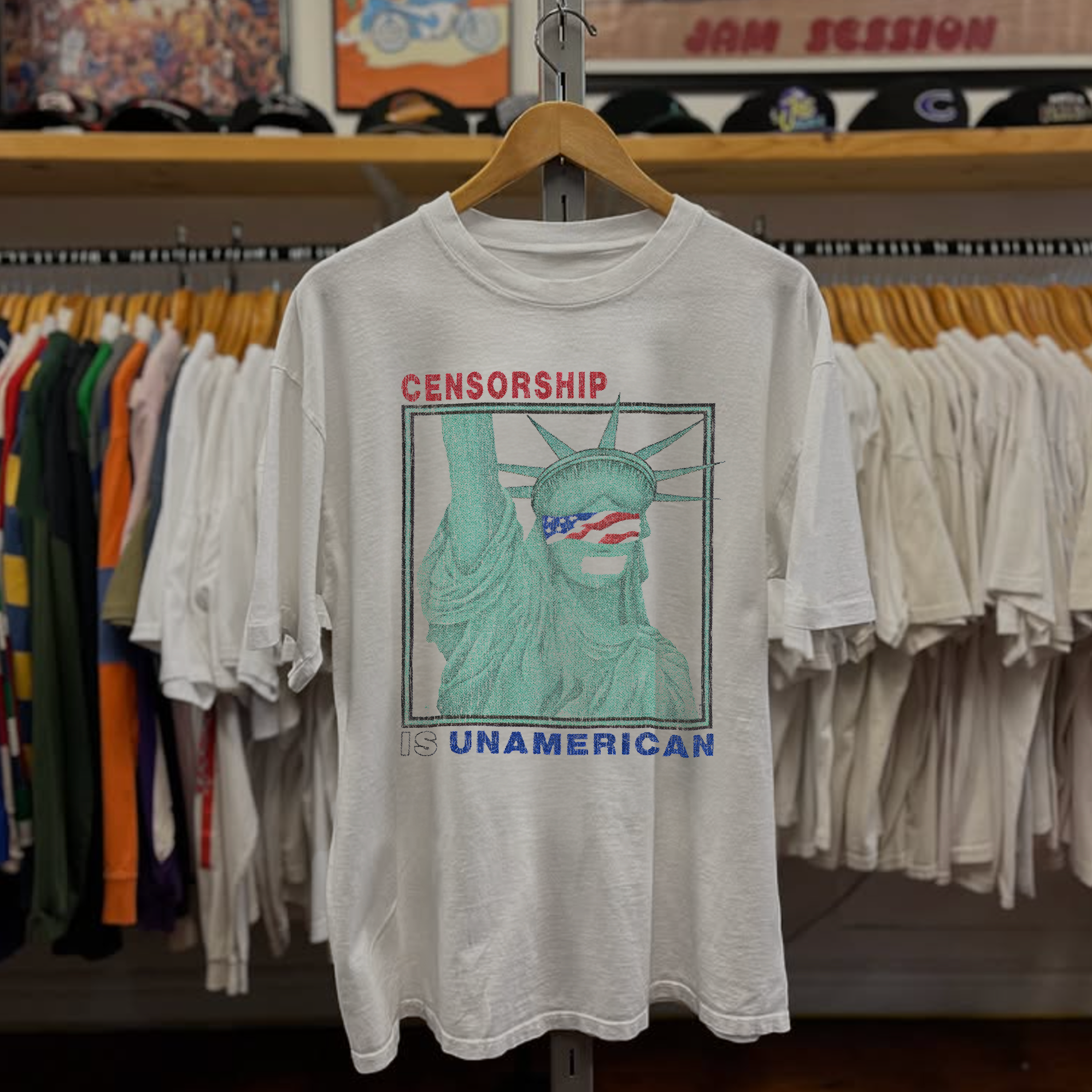Censorship Is Unamerican Washed White Tee