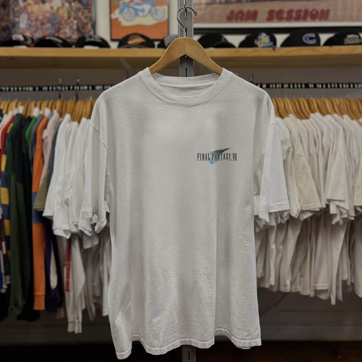 90s Final Fantasy VII Cloud Promo Washed White Tee