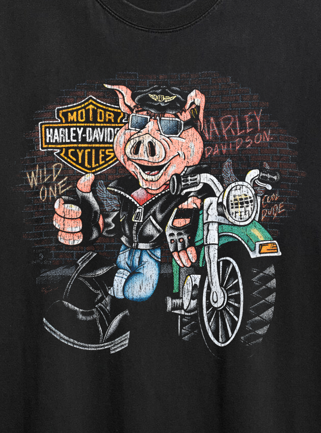 HD Wild One Washed Black Tee