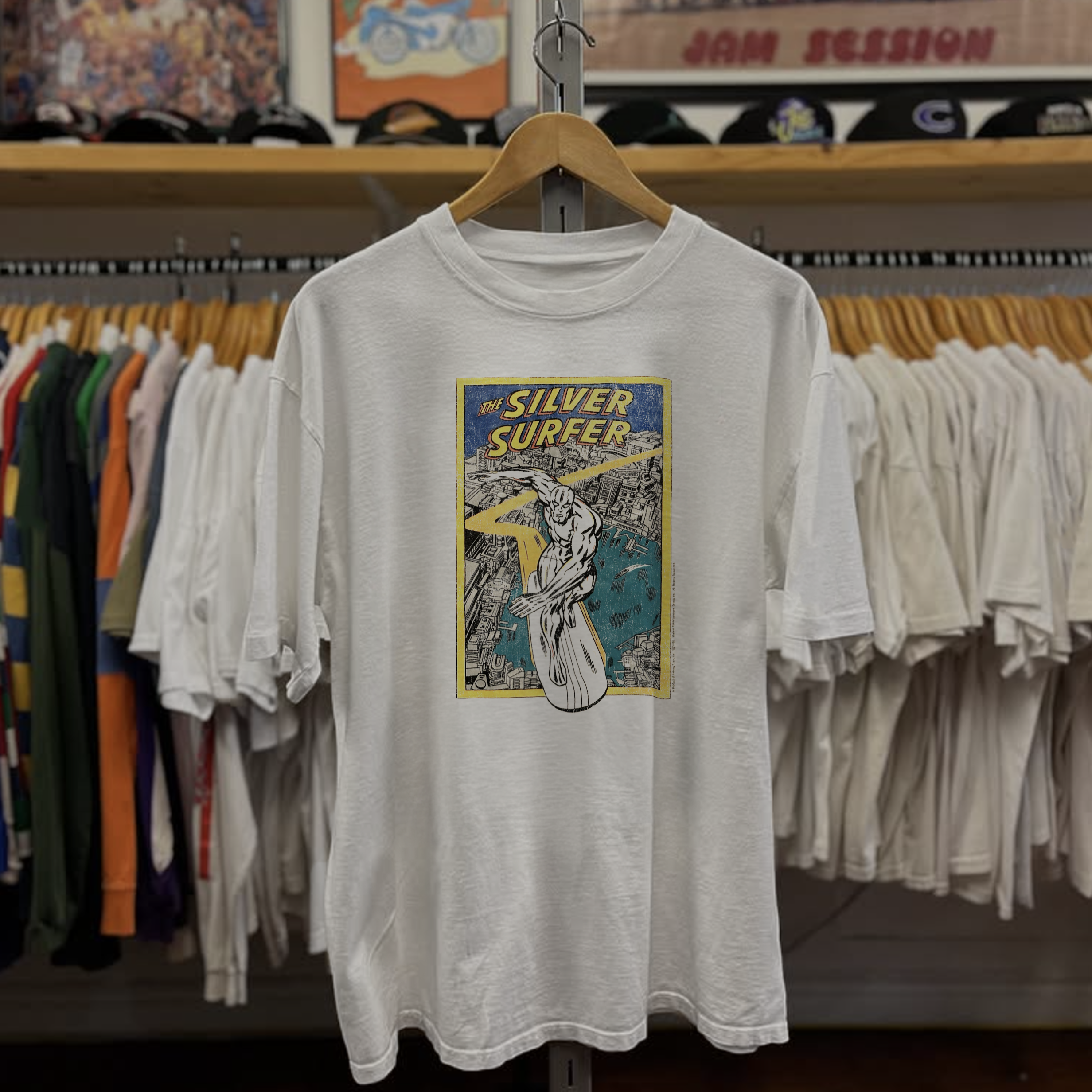 90s Silver Surfer Washed White Tee