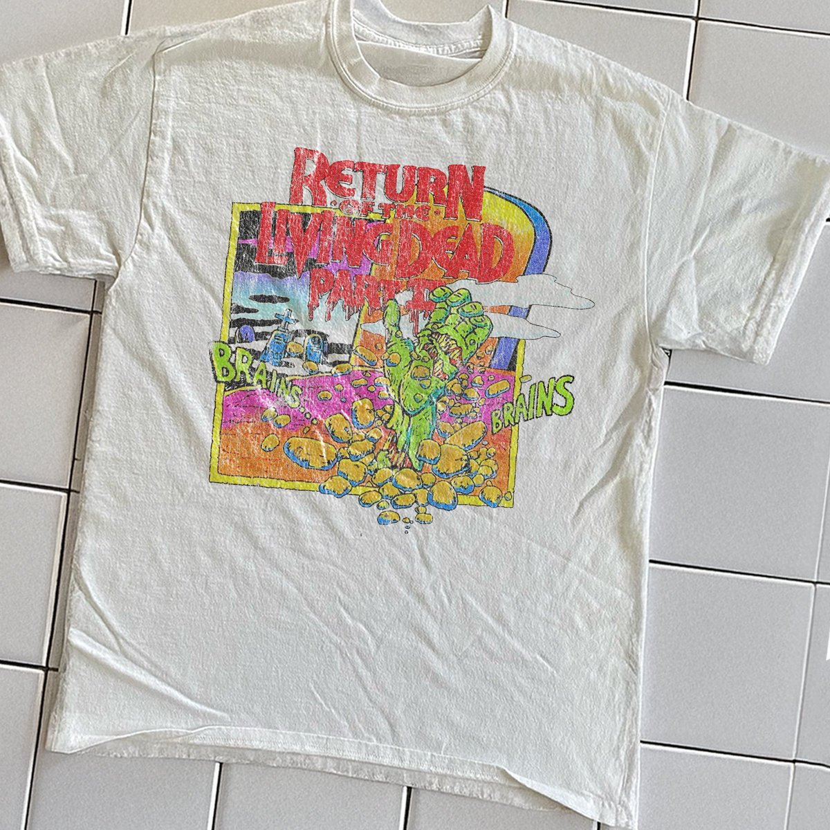 1988 Return Of The Living Dead Pt 2 Promo Rare Washed White T 1988 Return Of The Living Dead Pt 2 Promo Rare Washed White T