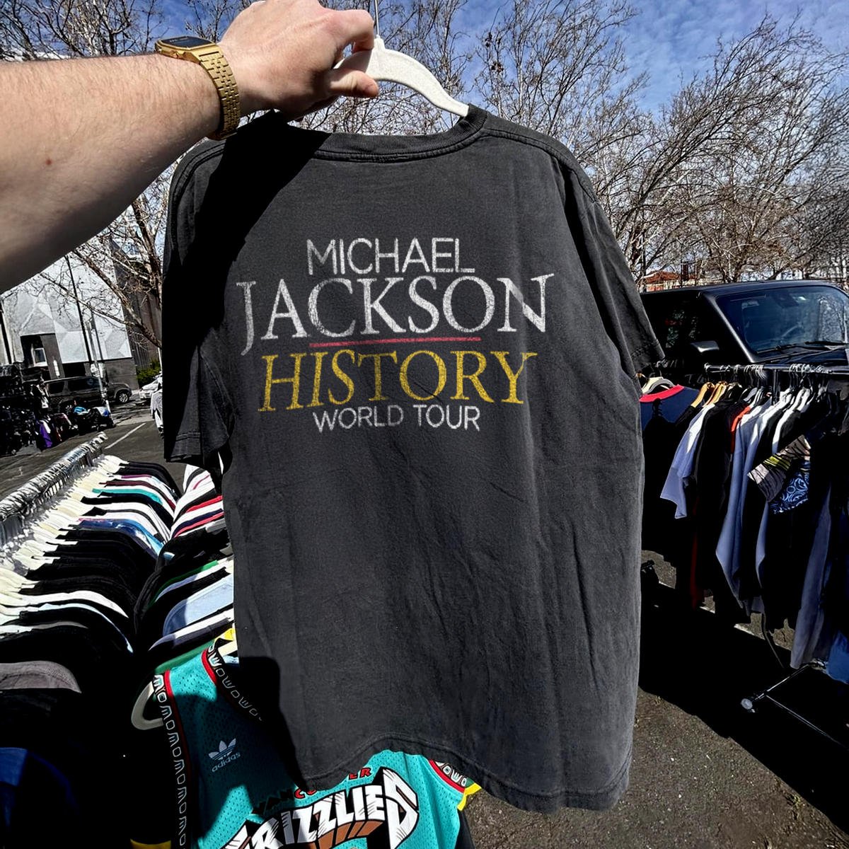 1994 Michael Jackson 'History World Tour' Rare Washed Black T 1994 Michael Jackson 'History World Tour' Rare Washed Black T