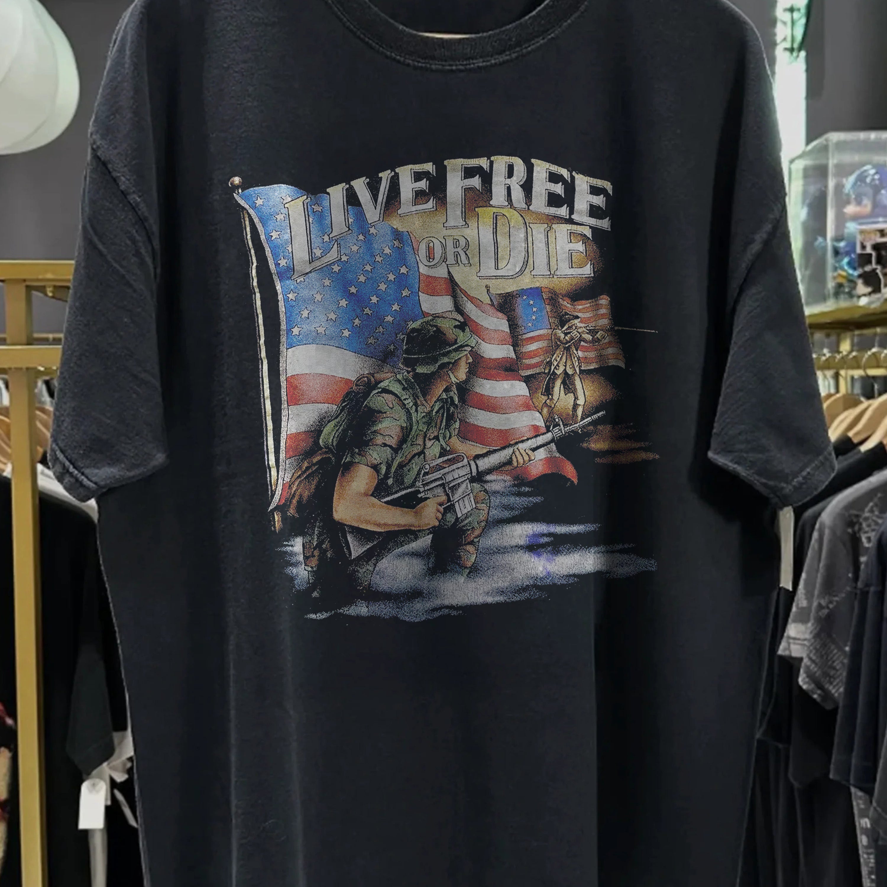 Live Free or Die Washed Black Tee