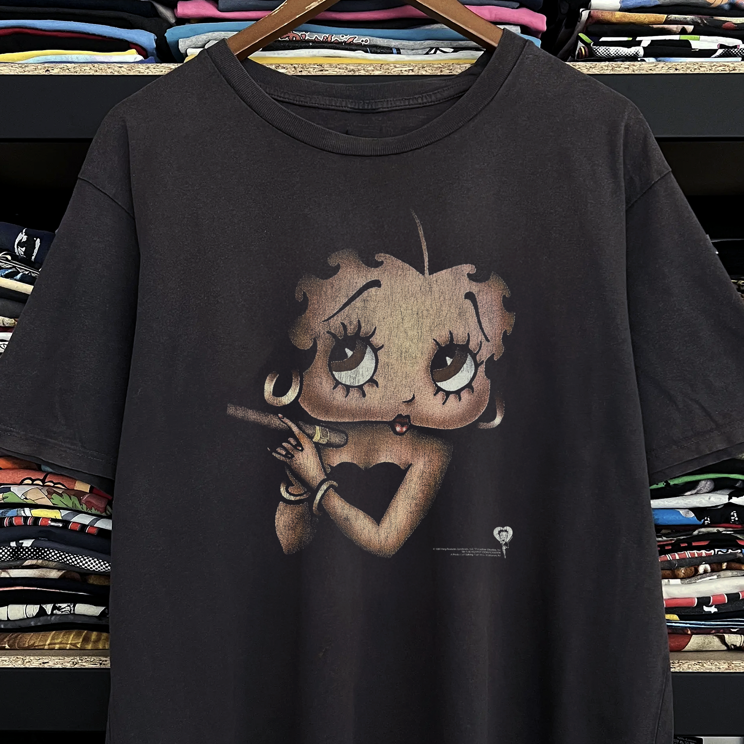 Rare Betty Boop Washed Black Tee