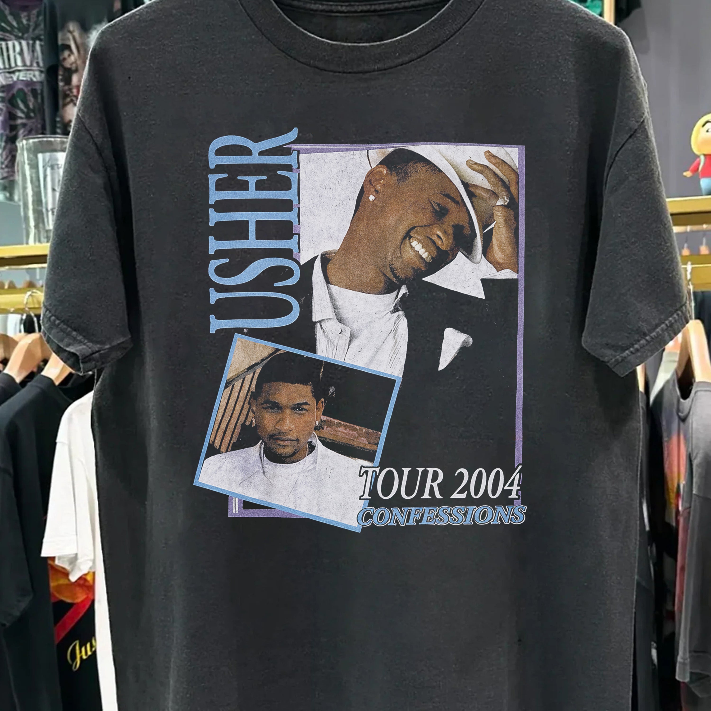Rare 2004 Usher Confessions Tour Washed Black Tee