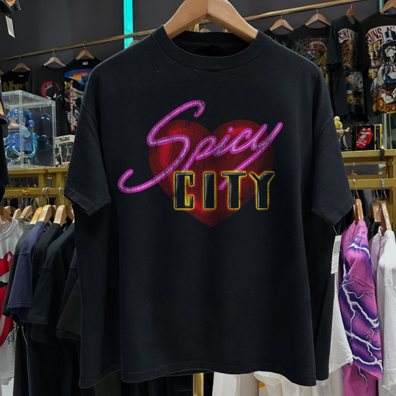1997 SPICY CITY RARE WASHED BLACK T-SHIRT
