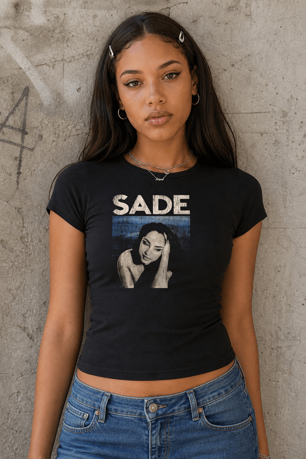 Rare Sade Portrait Womens Black Tee