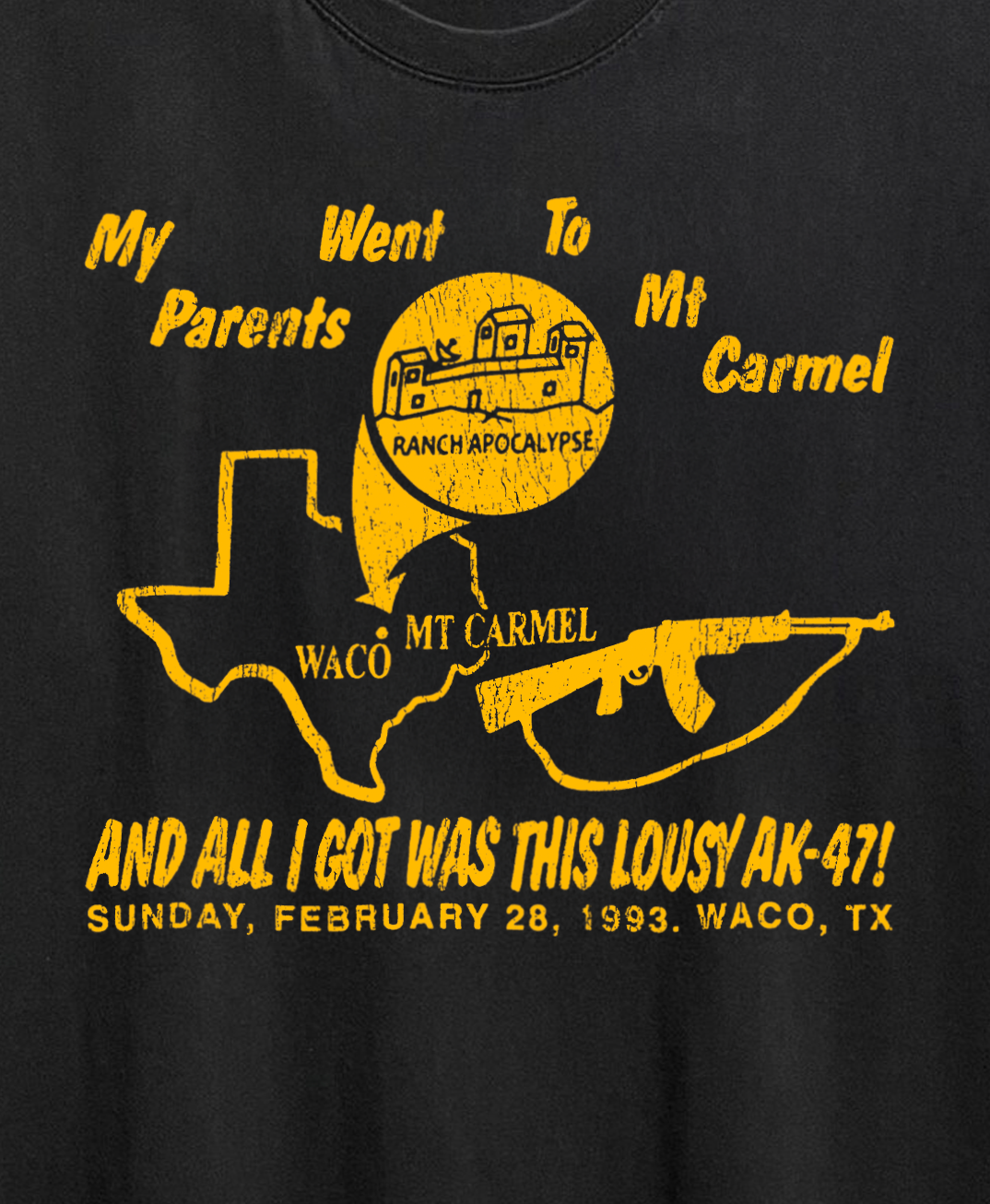 Waco TX AK Washed Black Tee