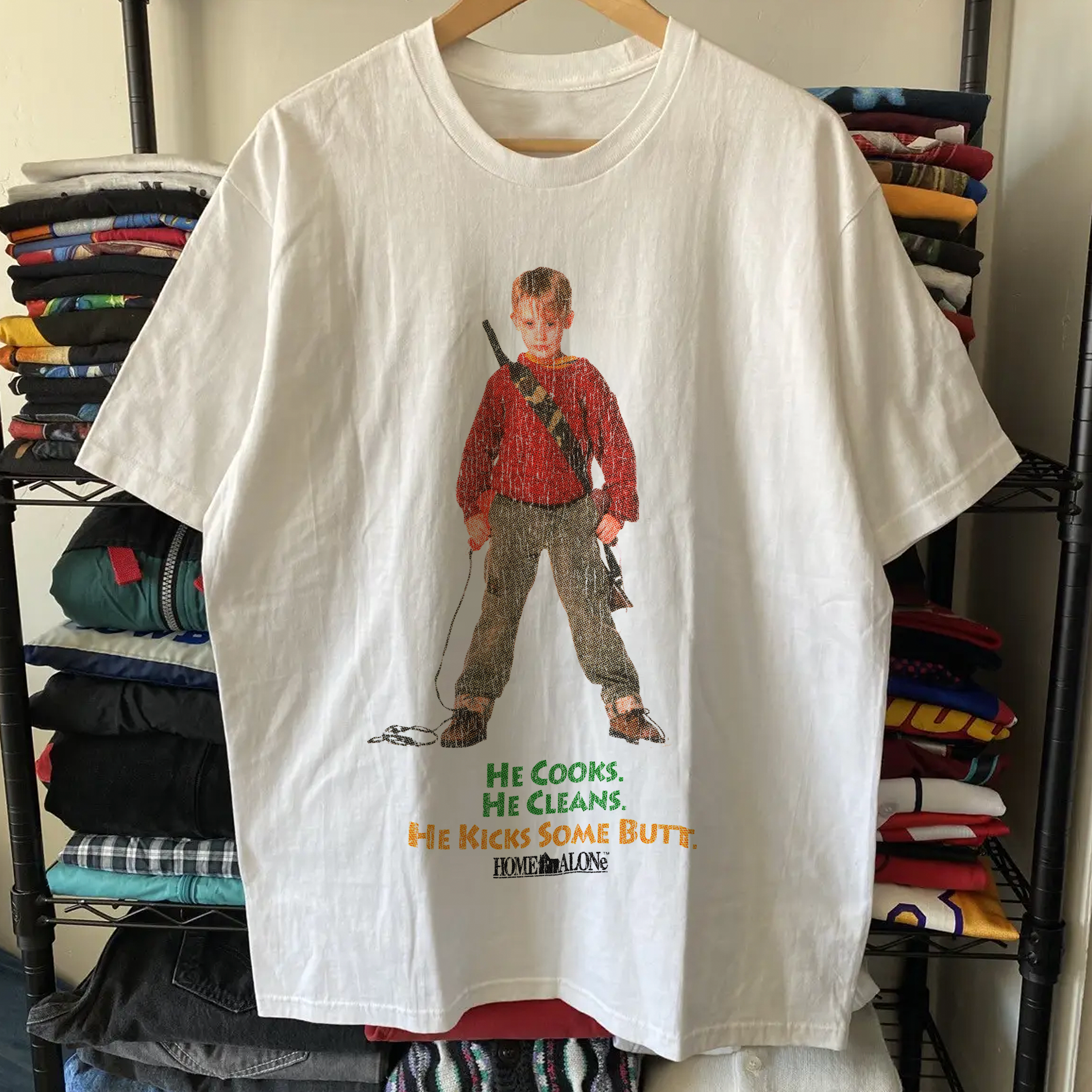 Rare Home Alone Promo Washed White Tee – Strike Anywhere Vintage