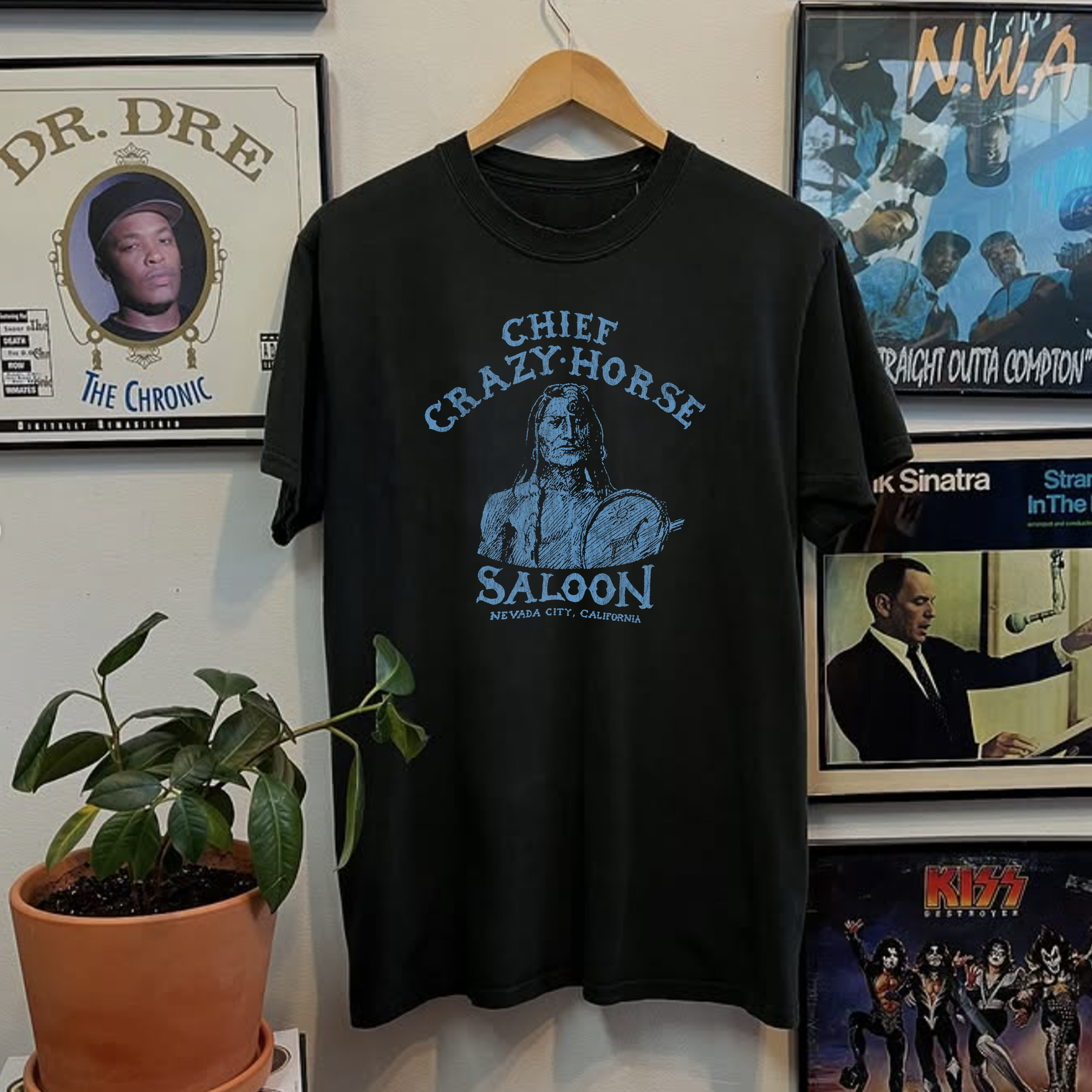 80s Chief Crazy Horse Saloon Washed Black Tee