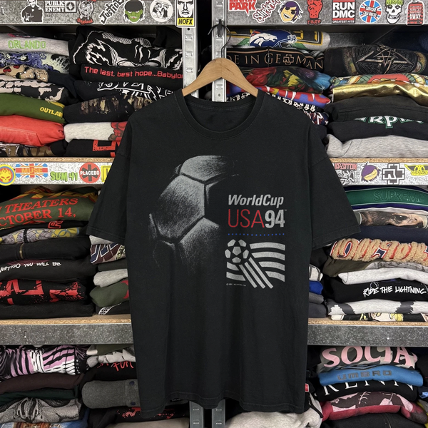 94 USA World Cup Giant Ball Washed Black Tee – Strike Anywhere Vintage