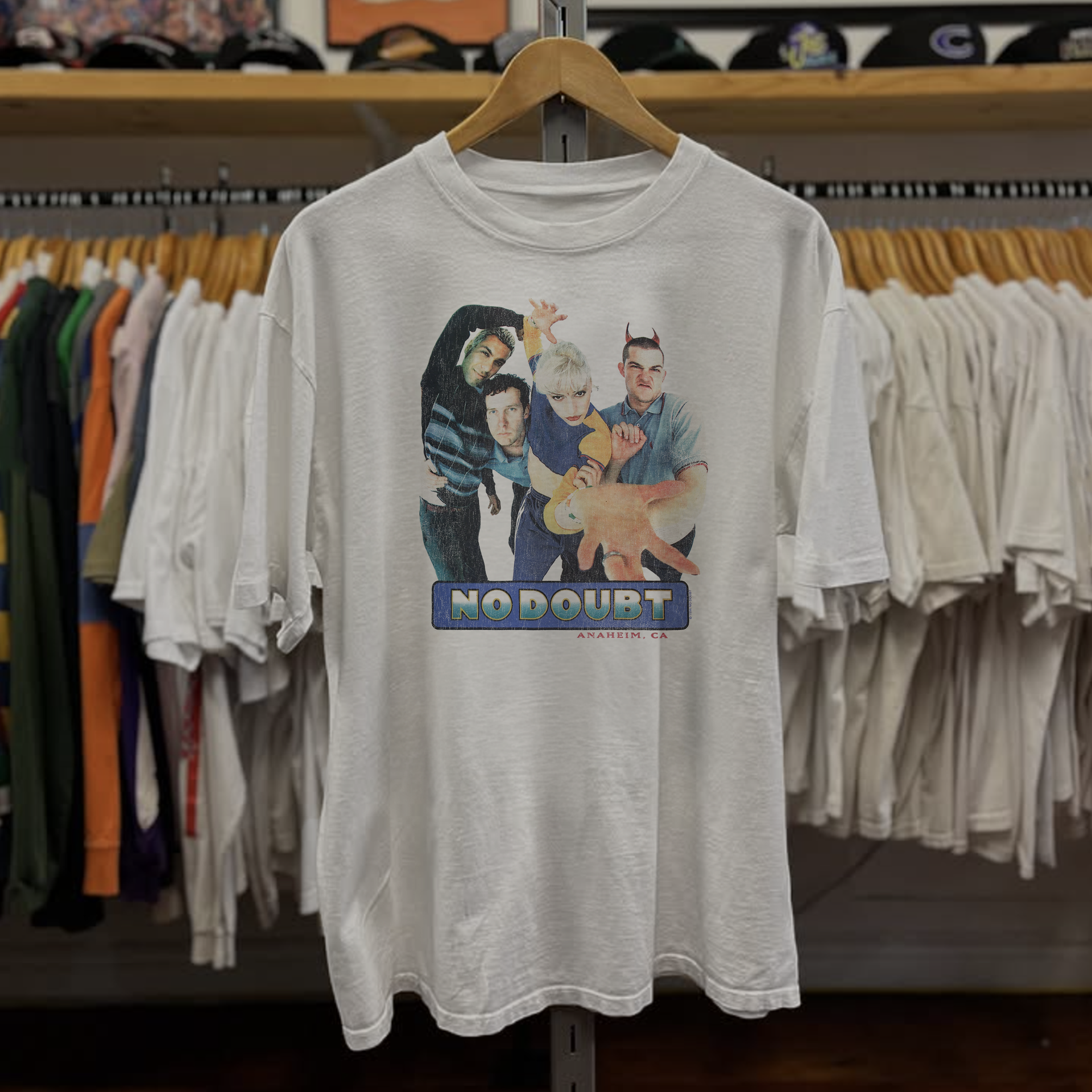 1996 No Doubt Washed White Tee – Strike Anywhere Vintage