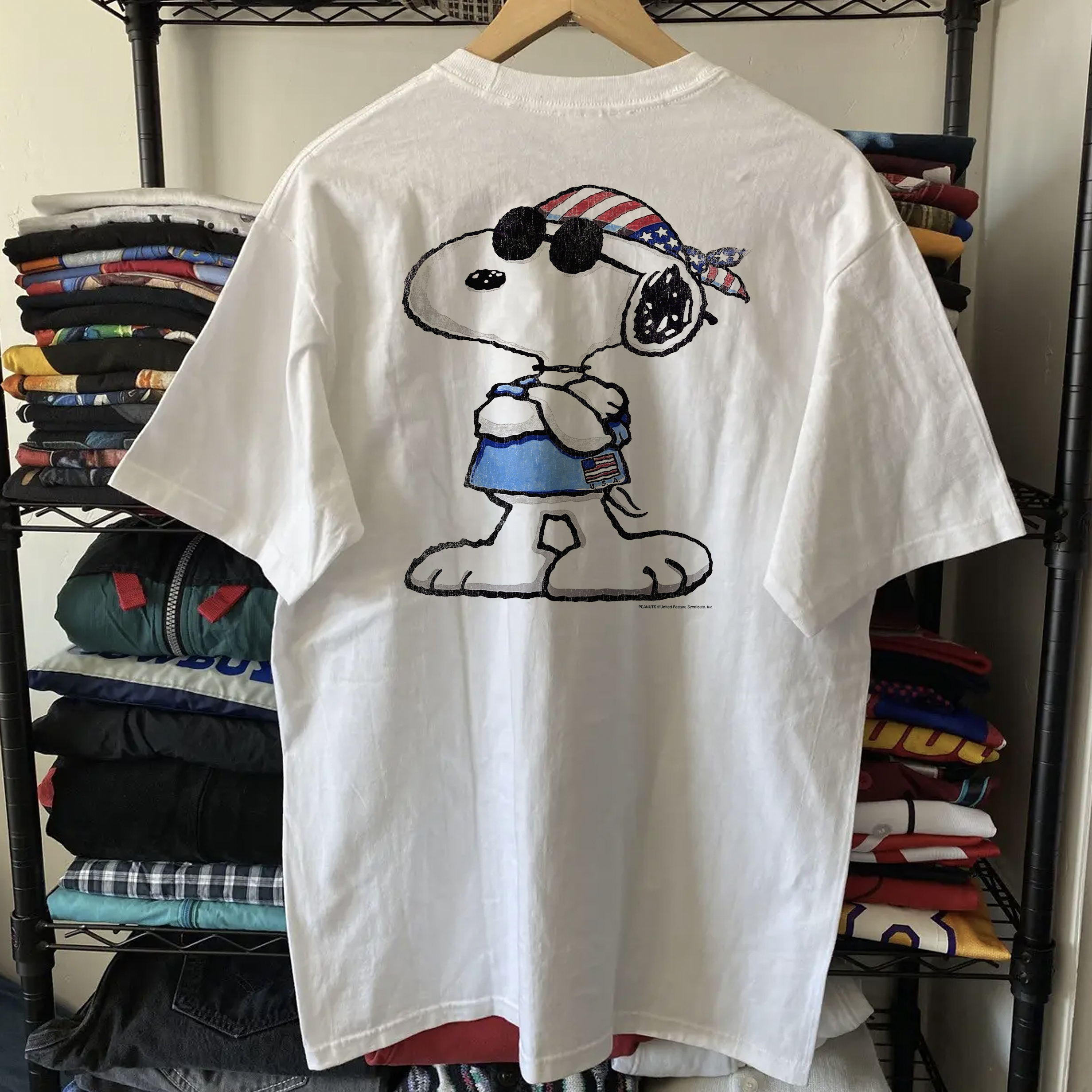 Rare Joe Cool Patriotic Washed White Tee
