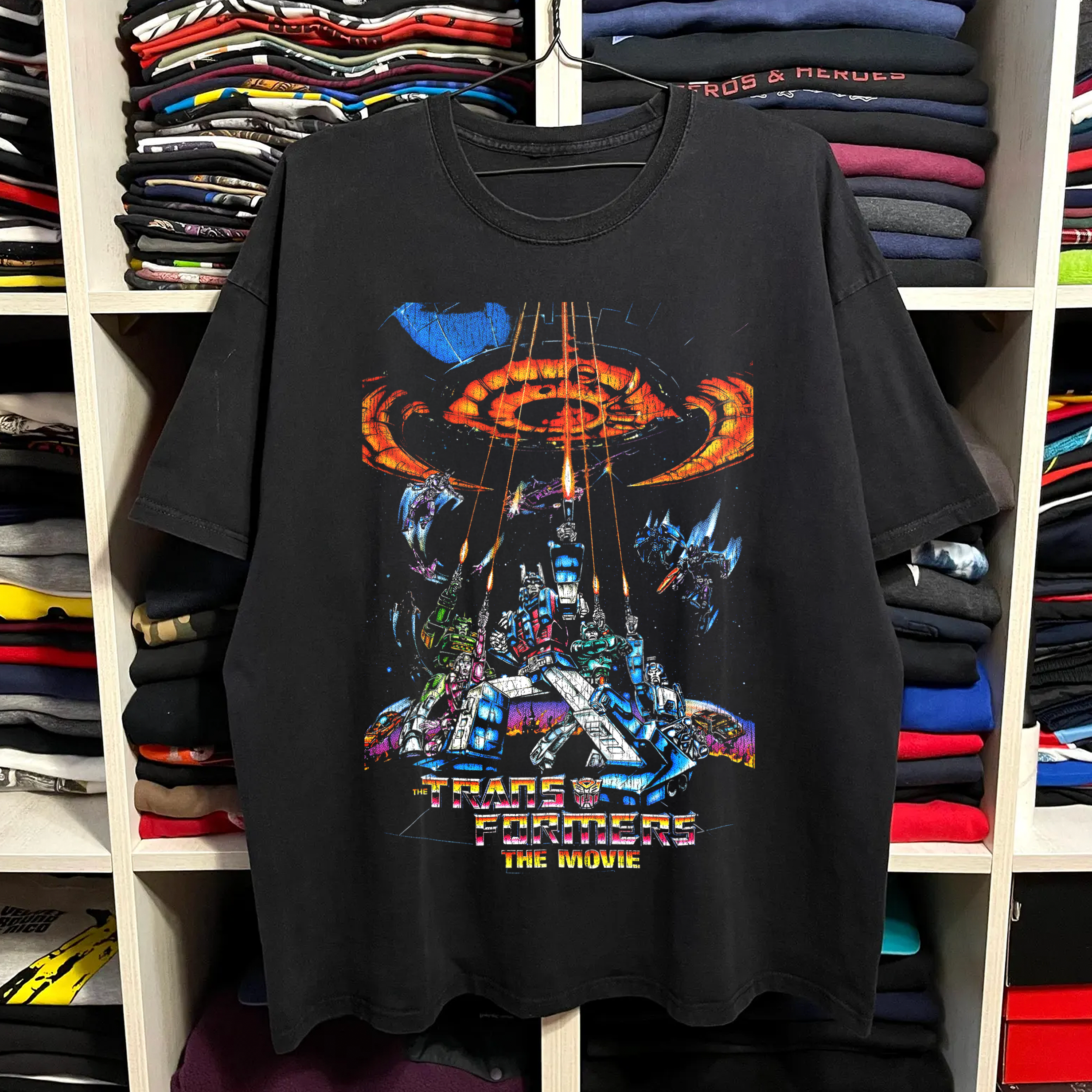 Rare Transformers The Movie Washed Black Tee
