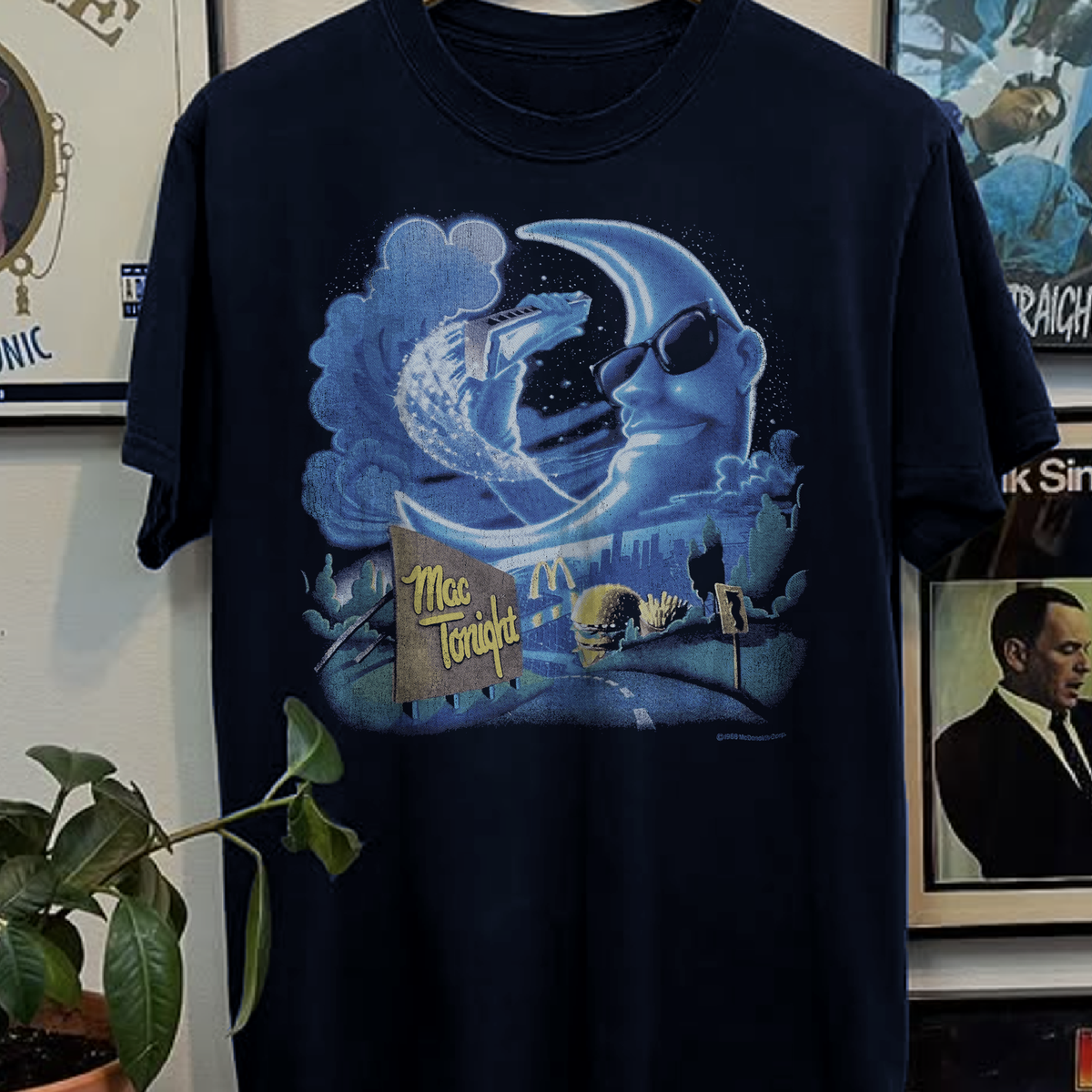 Rare McDonalds Mac Tonight Washed Navy Tee