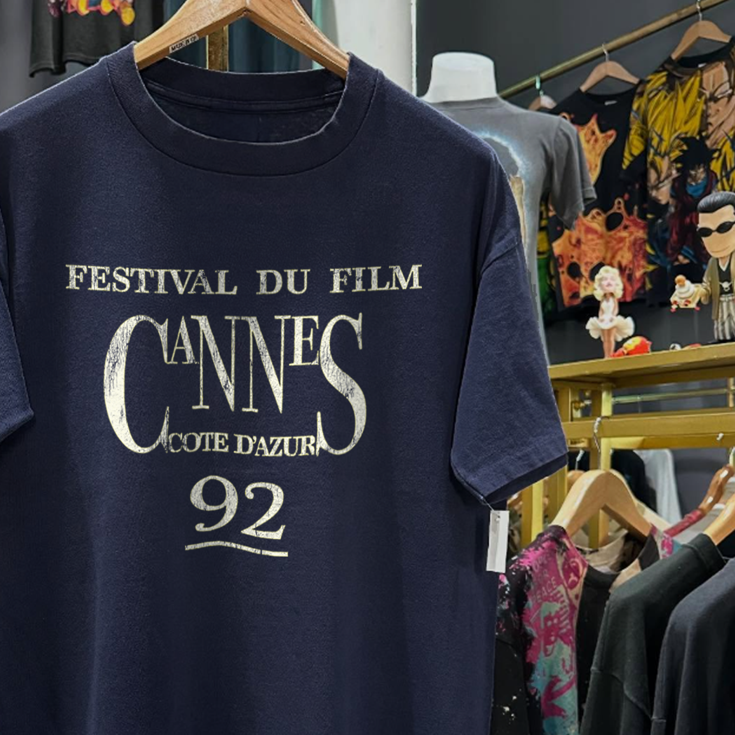 1992 CANNES FILM FESTIVAL PROMO RARE WASHED NAVY T-SHIRT